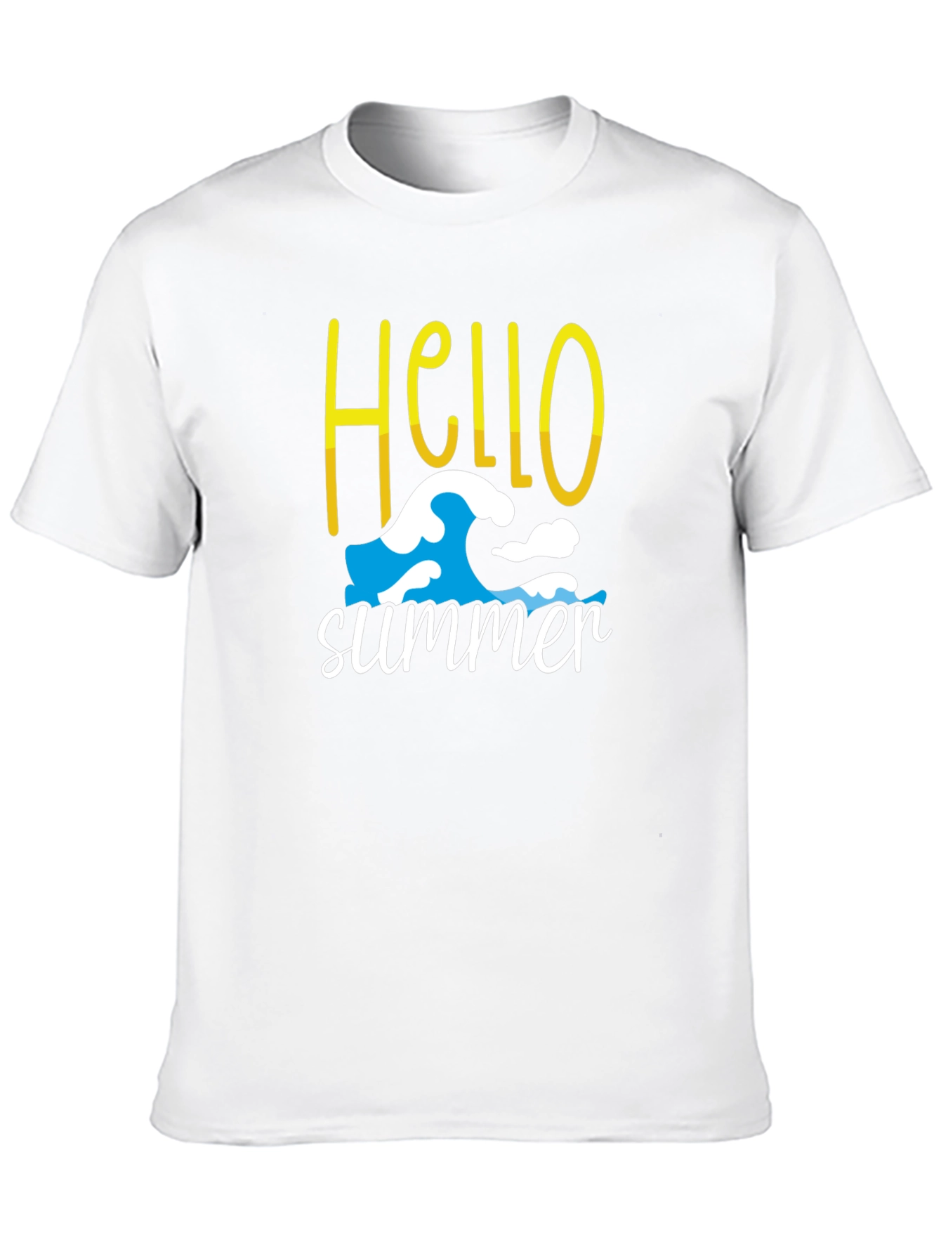 Hello Summer T-Shirt - Wave Design - Cotton Blend