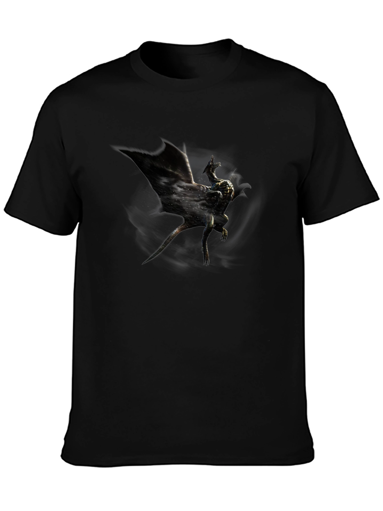 Mens Black Graphic Tee - Dragon Design