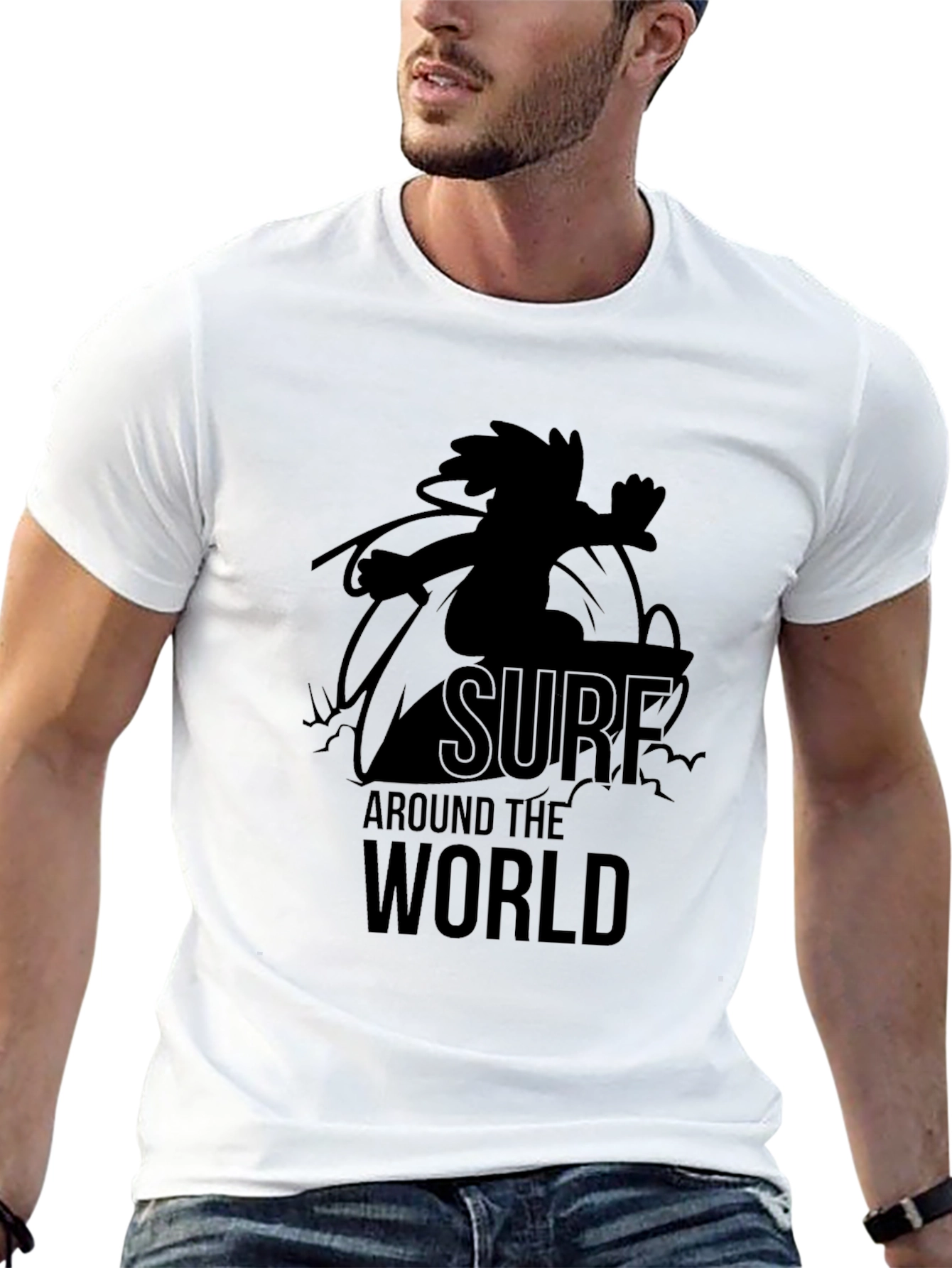 Surf Around the World Graphic Tee - Black