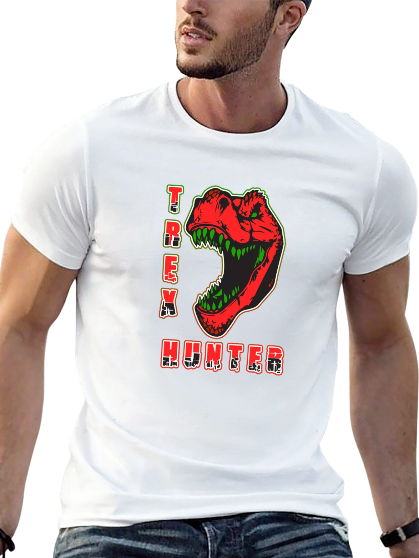 T-Rex Hunter Graphic Print T-Shirt