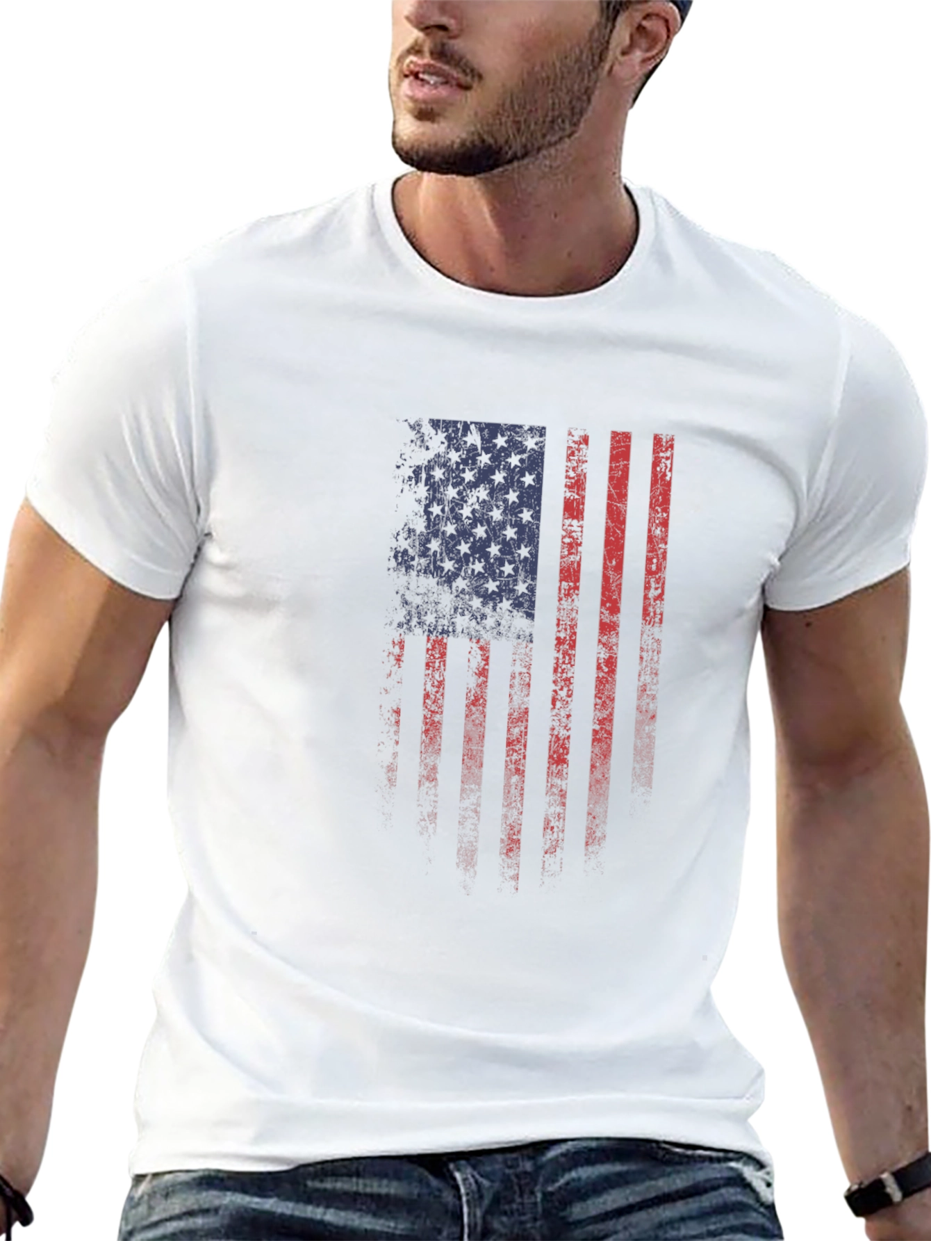 Distressed American Flag Graphic T-Shirt