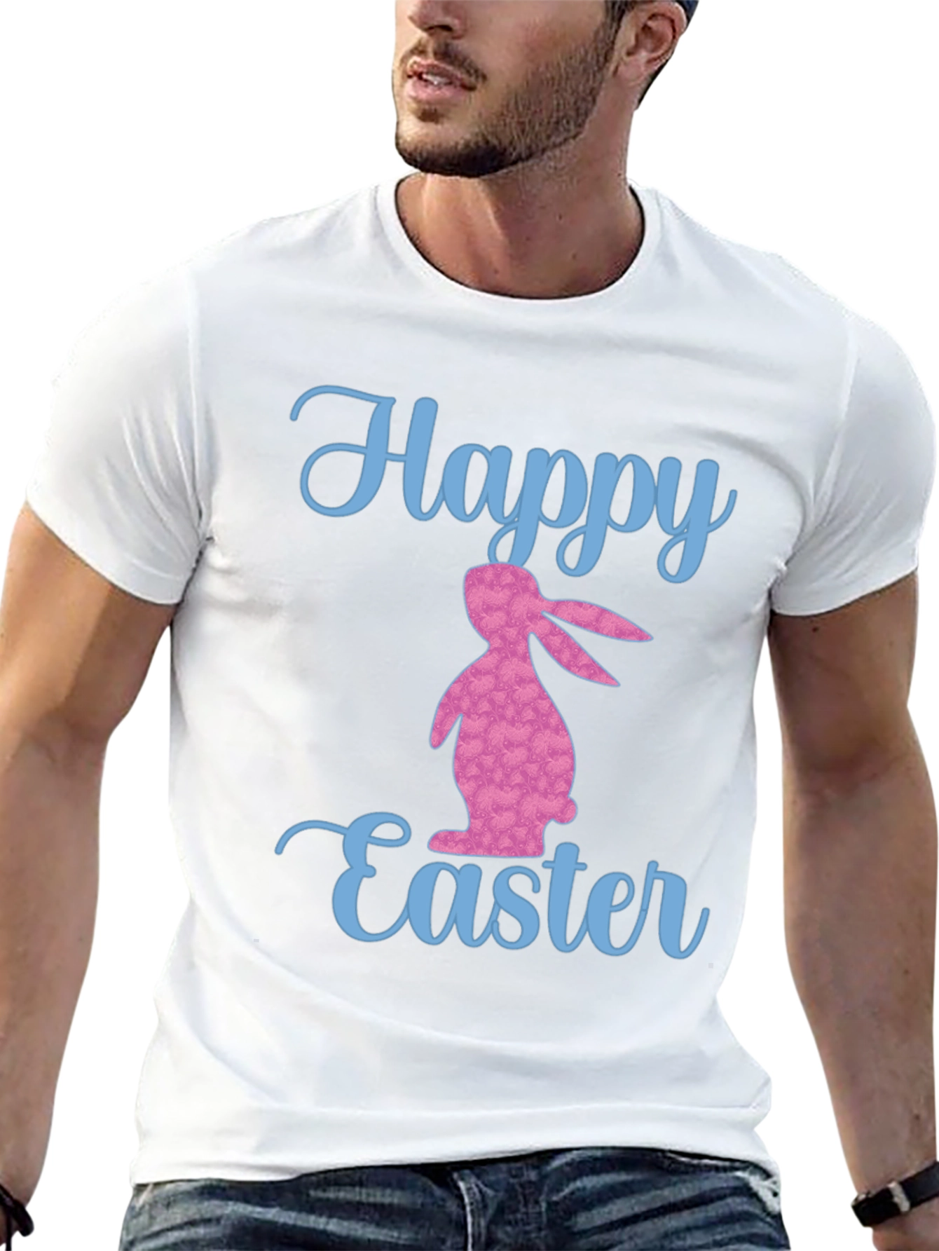 Happy Easter Bunny Graphic T-Shirt - Black