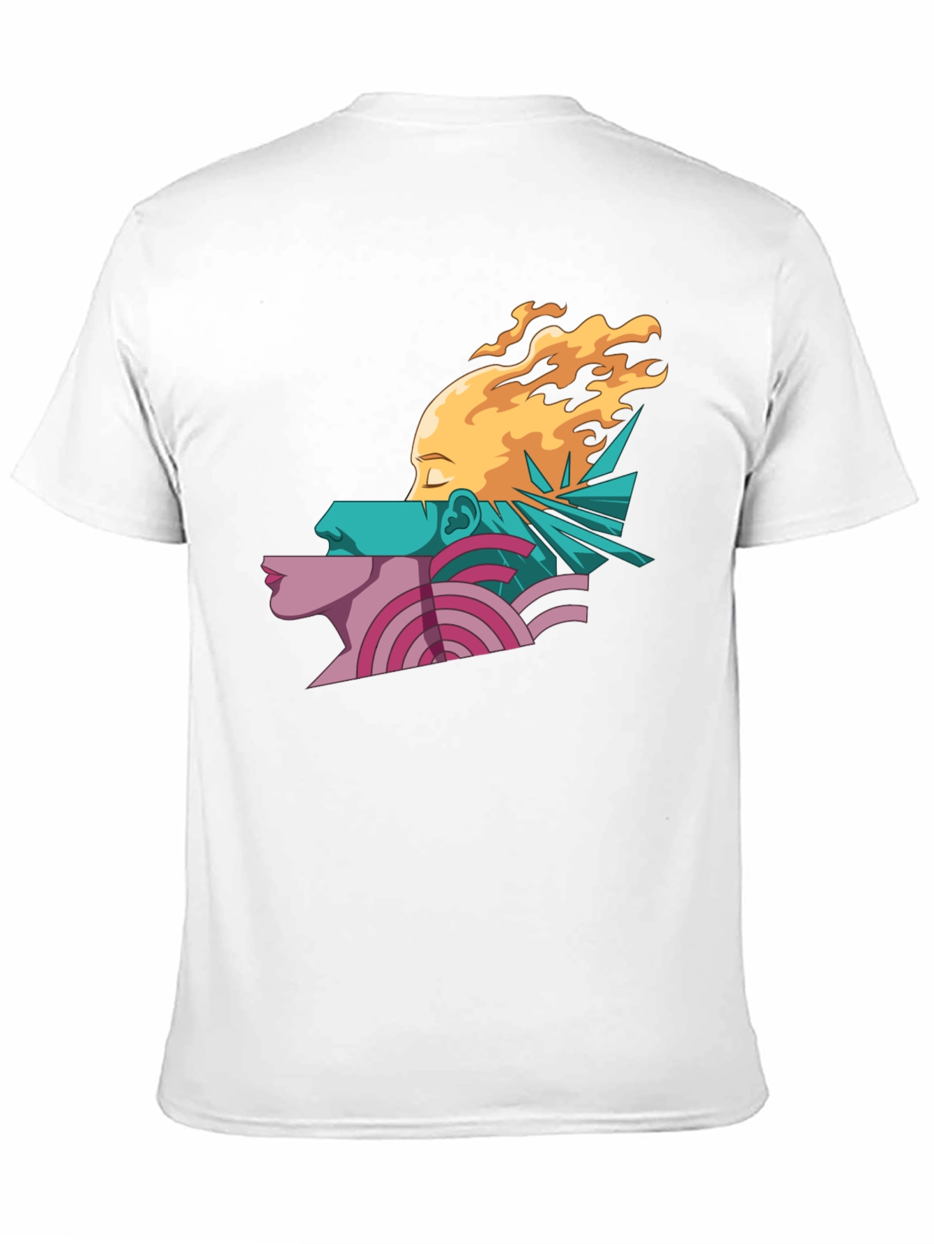 Abstract Face Graphic Print Mens Black T-Shirt