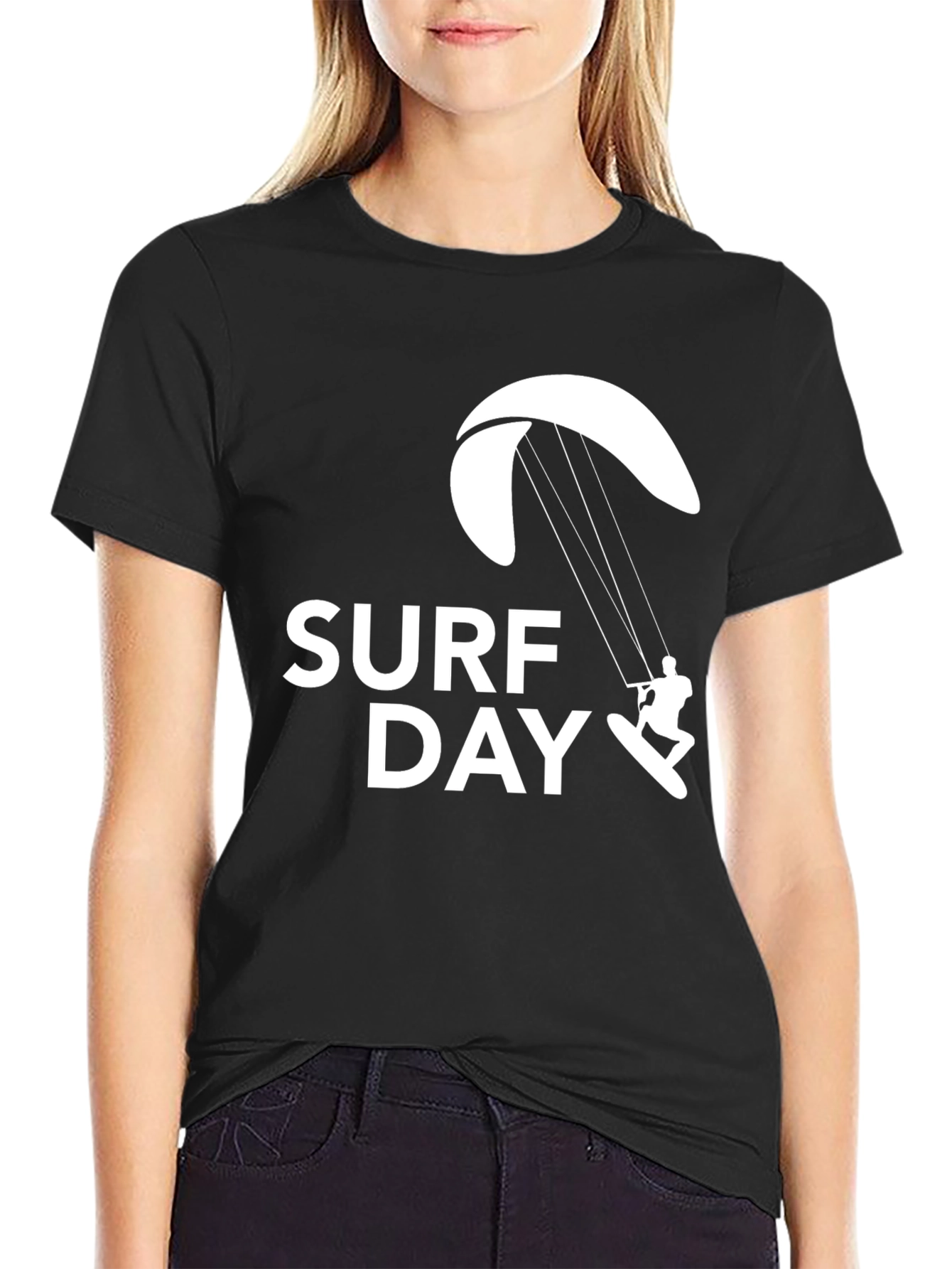 Surf Day Graphic Tee - Black Cotton T-Shirt