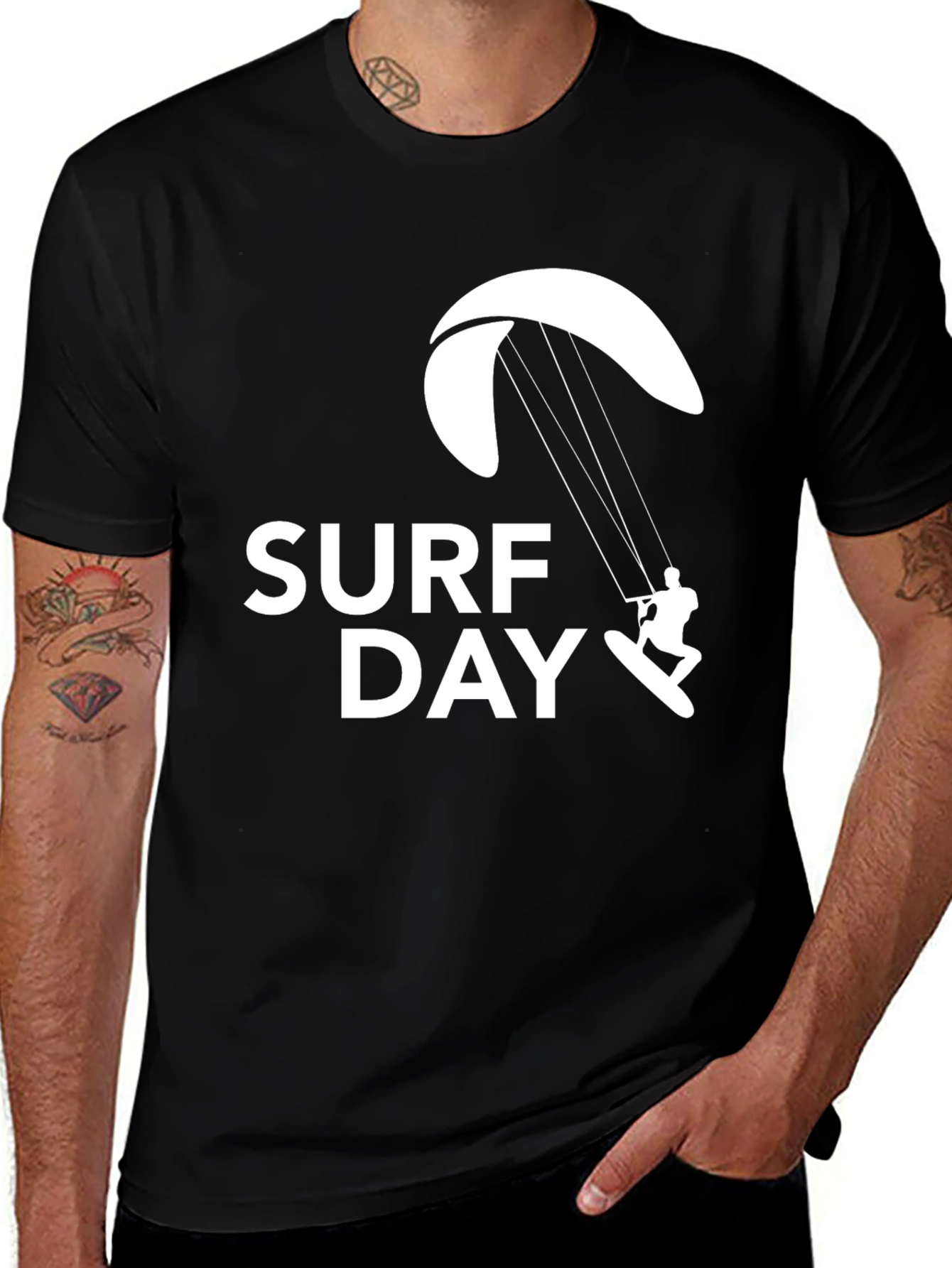 Surf Day Graphic Tee - Black Cotton T-Shirt