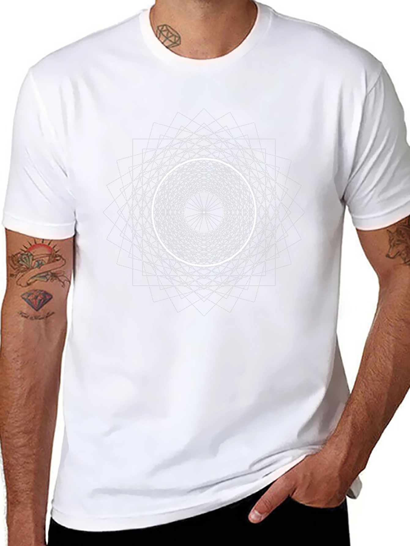 Geometric Graphic Print Black T-Shirt