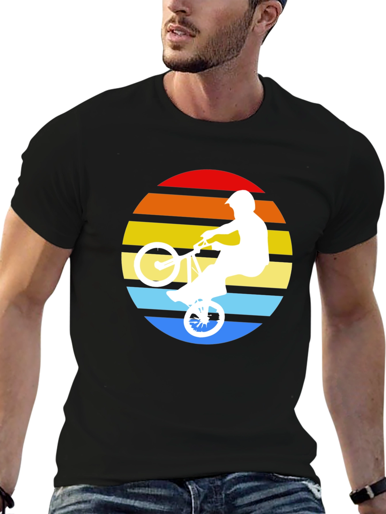 Retro BMX Sunset T-Shirt - Black