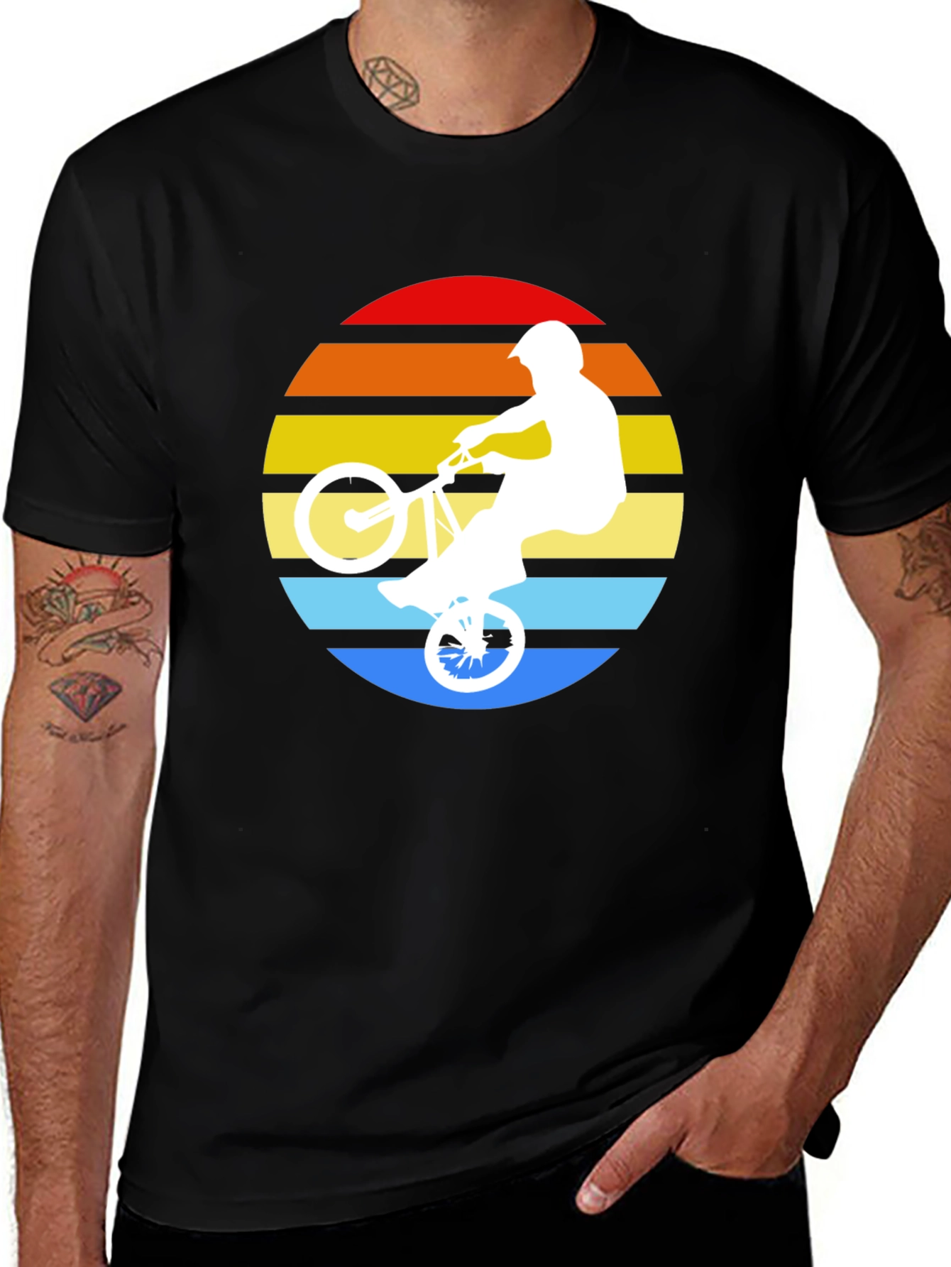 Retro BMX Sunset T-Shirt - Black