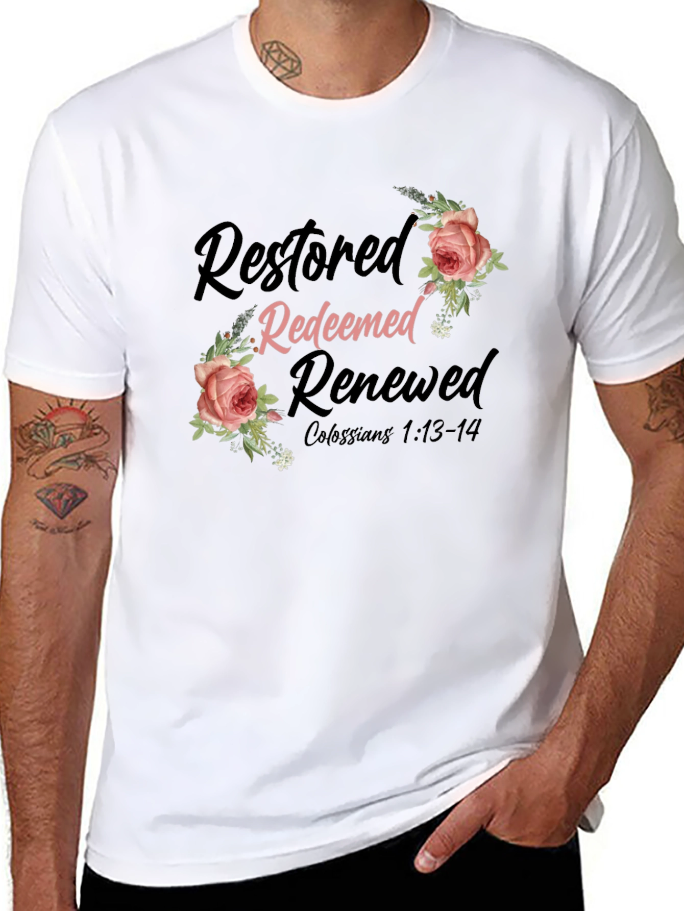 Restored Redeemed Renewed Christian T-Shirt