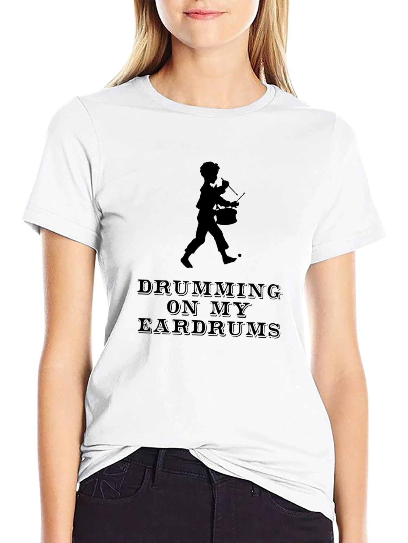 Drumming on My Eardrums Black Graphic Tee