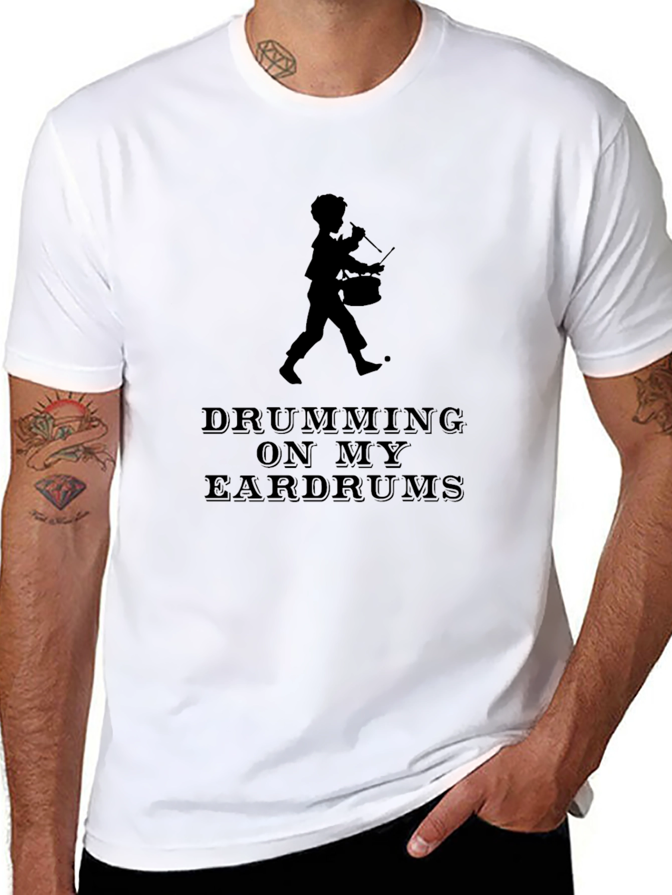 Drumming on My Eardrums Black Graphic Tee
