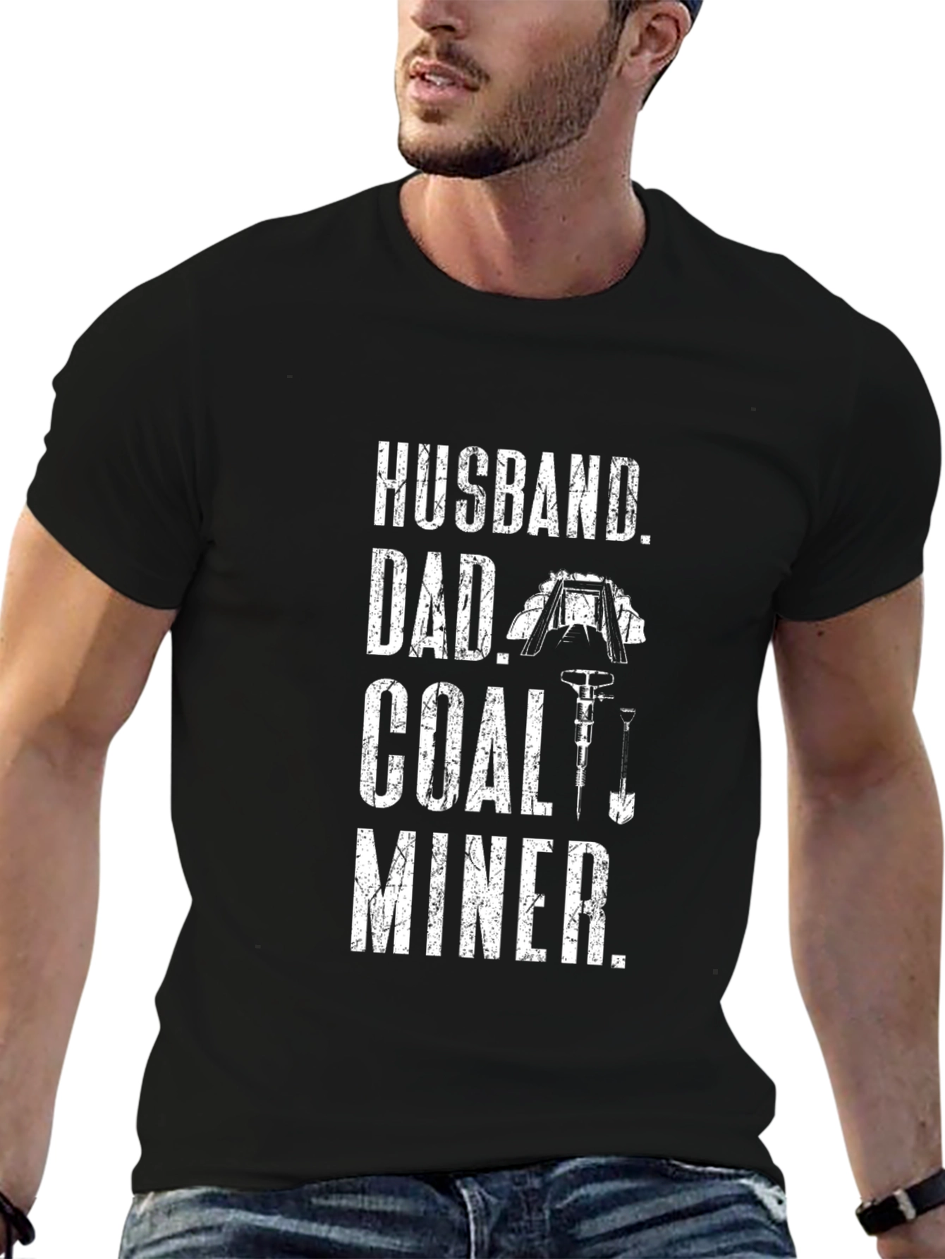 Husband Dad Coal Miner Black T-Shirt