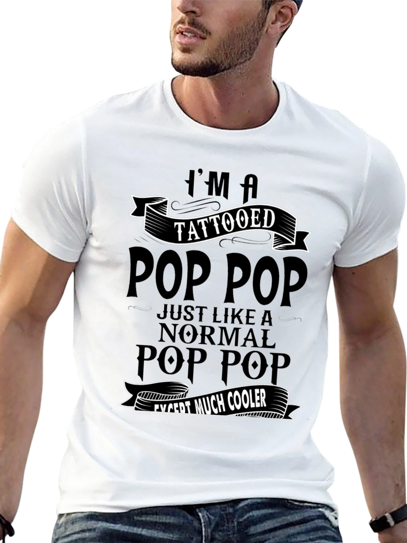 Tattooed Pop Pop Graphic Tee - Cool Grandpa T-Shirt