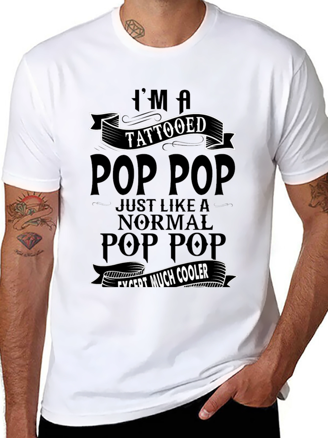 Tattooed Pop Pop Graphic Tee - Cool Grandpa T-Shirt