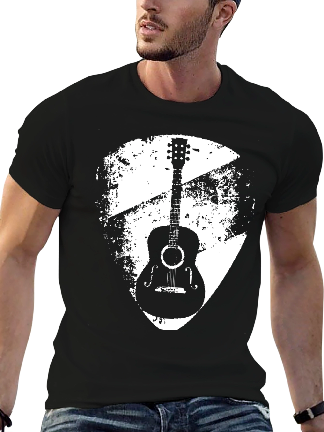 Acoustic Guitar Graphic Tee - Black