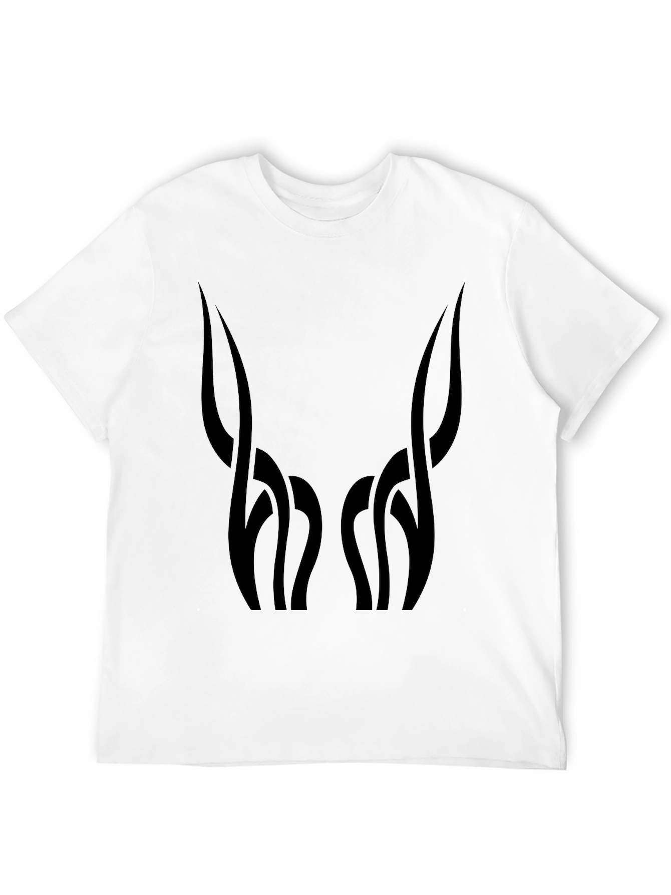 Mens Black Graphic Tee - Abstract Horn Design