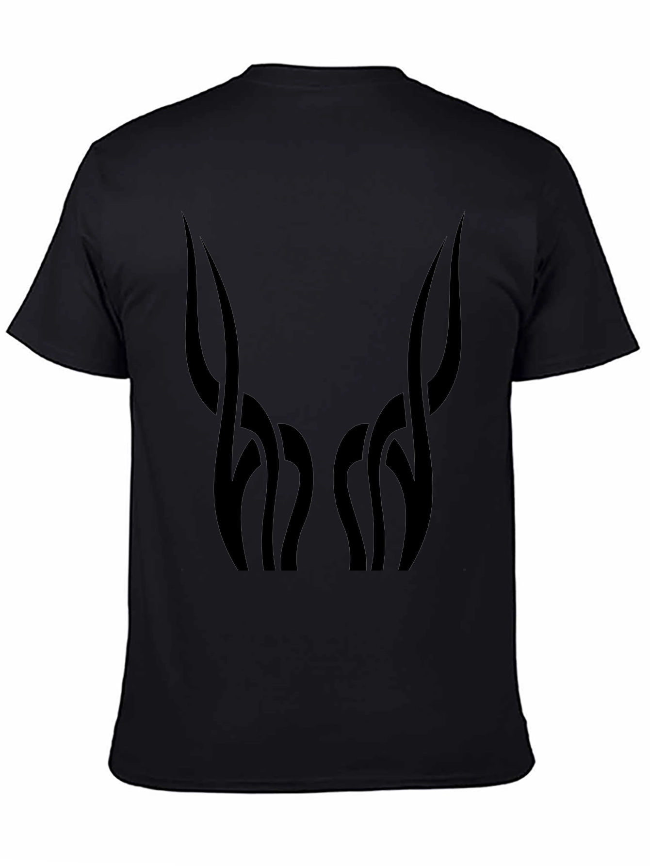 Mens Black Graphic Tee - Abstract Horn Design