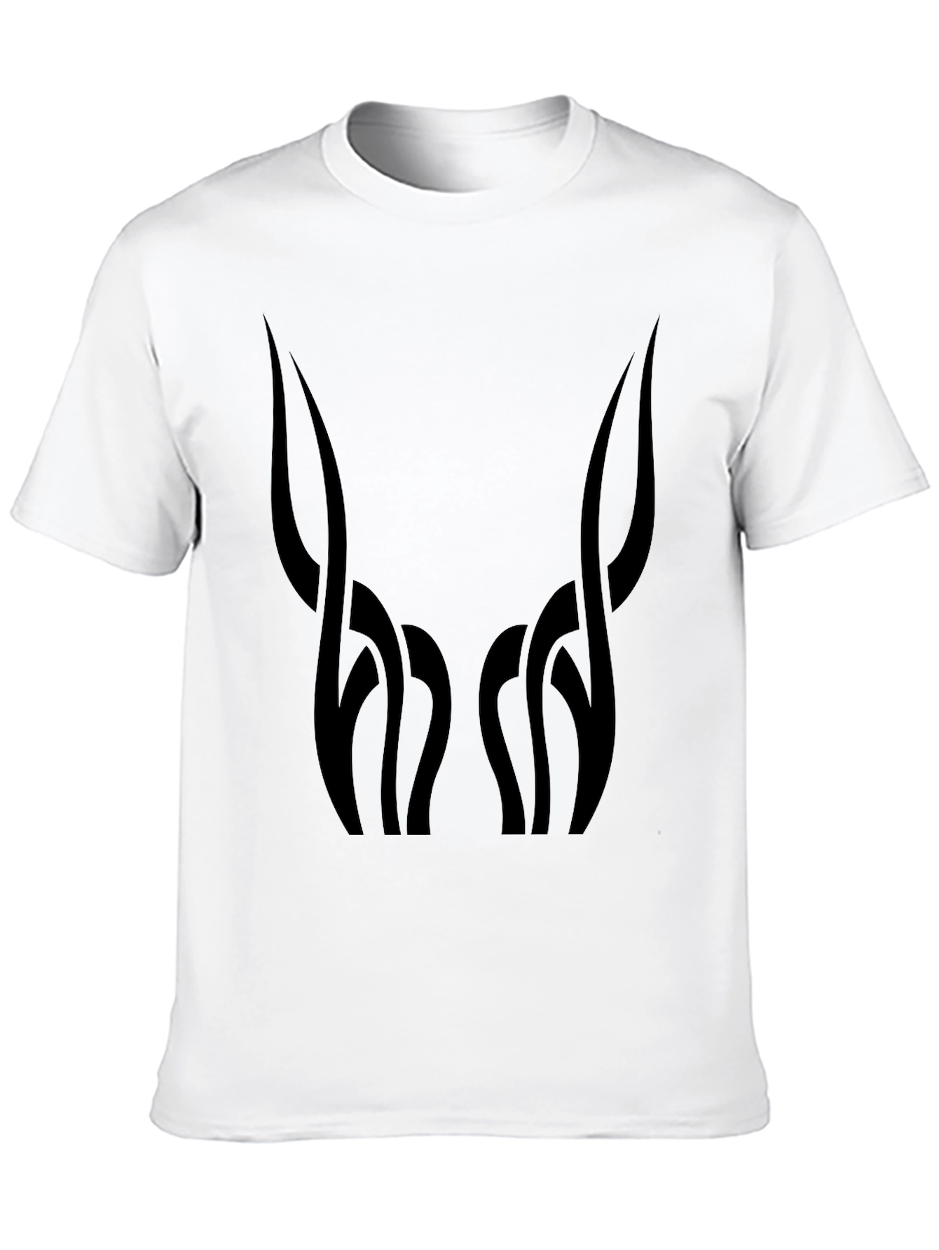Mens Black Graphic Tee - Abstract Horn Design