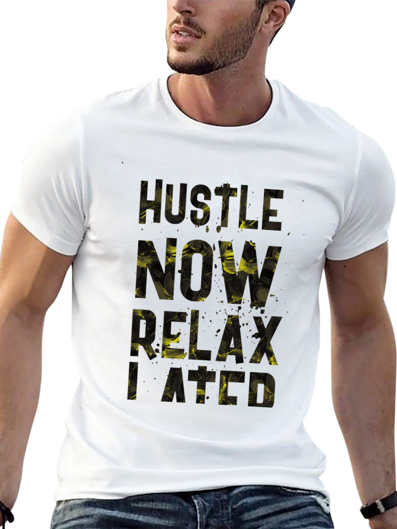 Hustle Now Relax Later Black Graphic T-Shirt