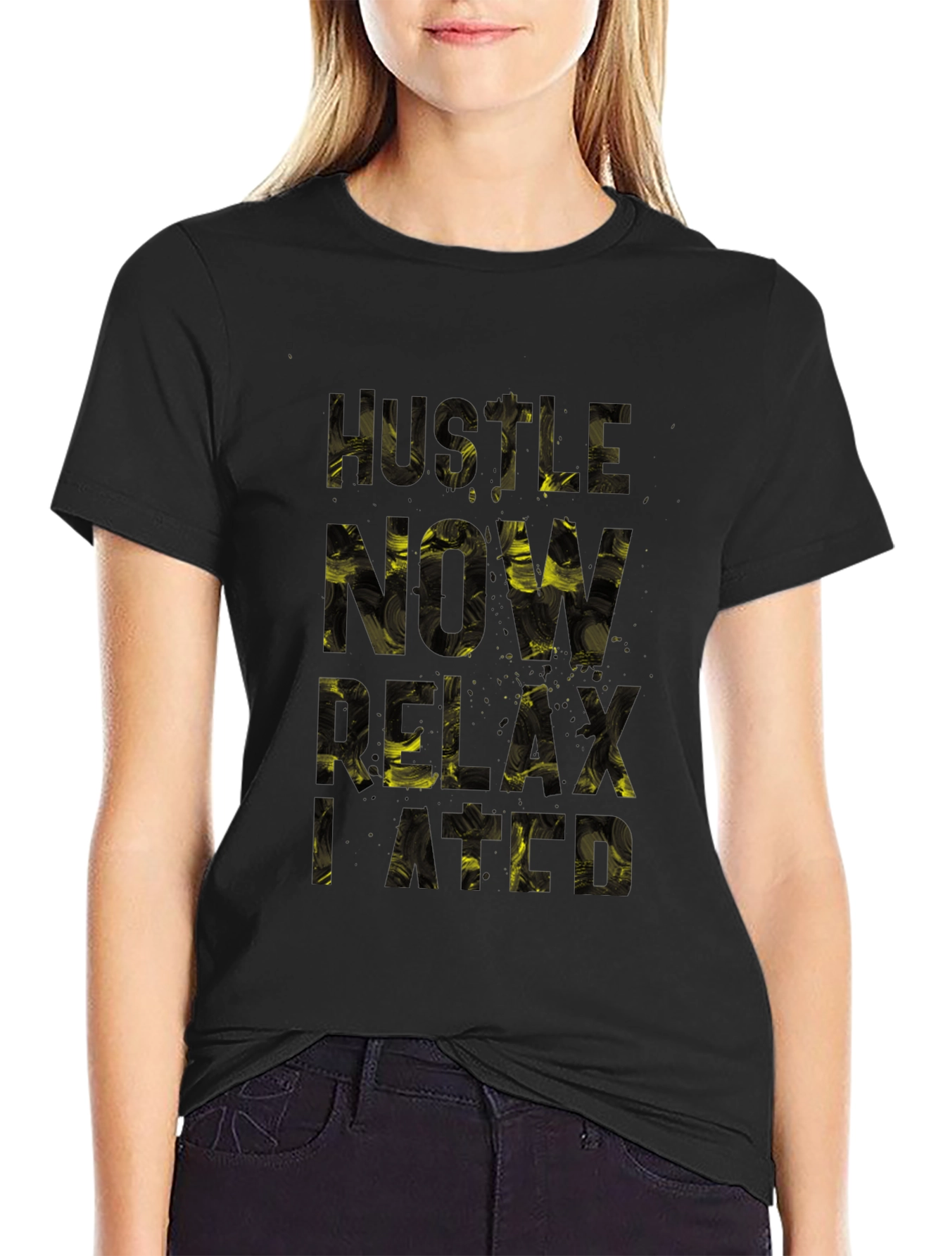 Hustle Now Relax Later Black Graphic T-Shirt