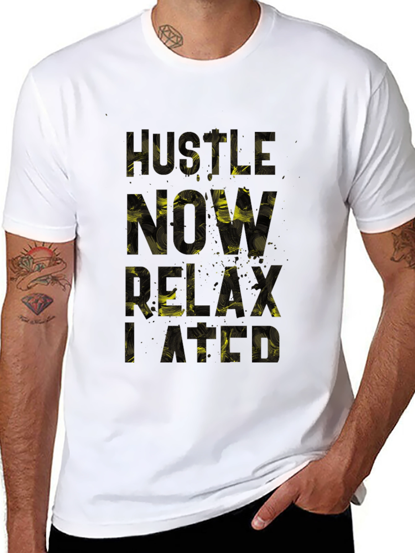 Hustle Now Relax Later Black Graphic T-Shirt