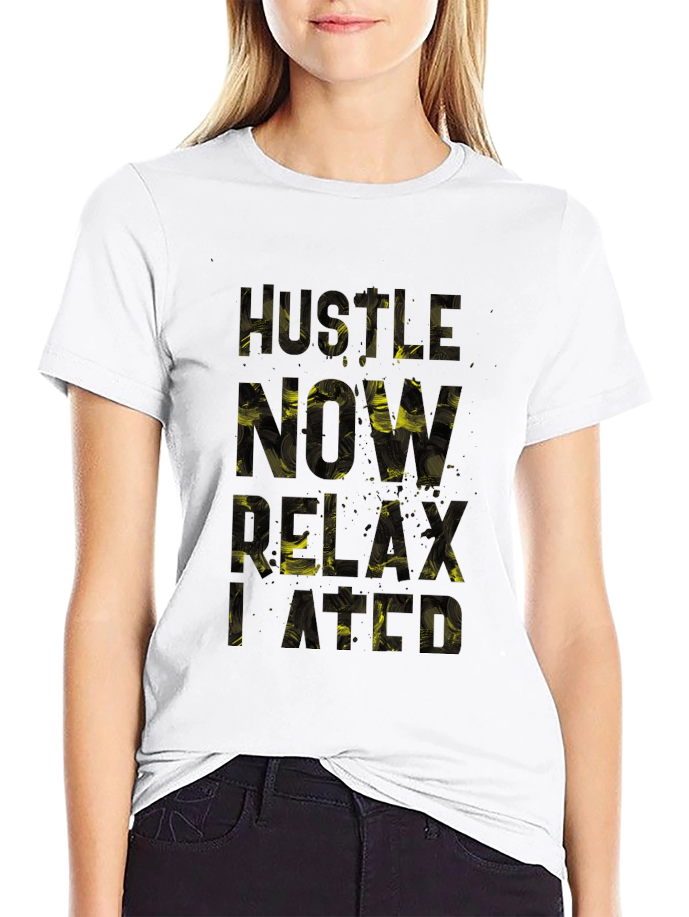 Hustle Now Relax Later Black Graphic T-Shirt