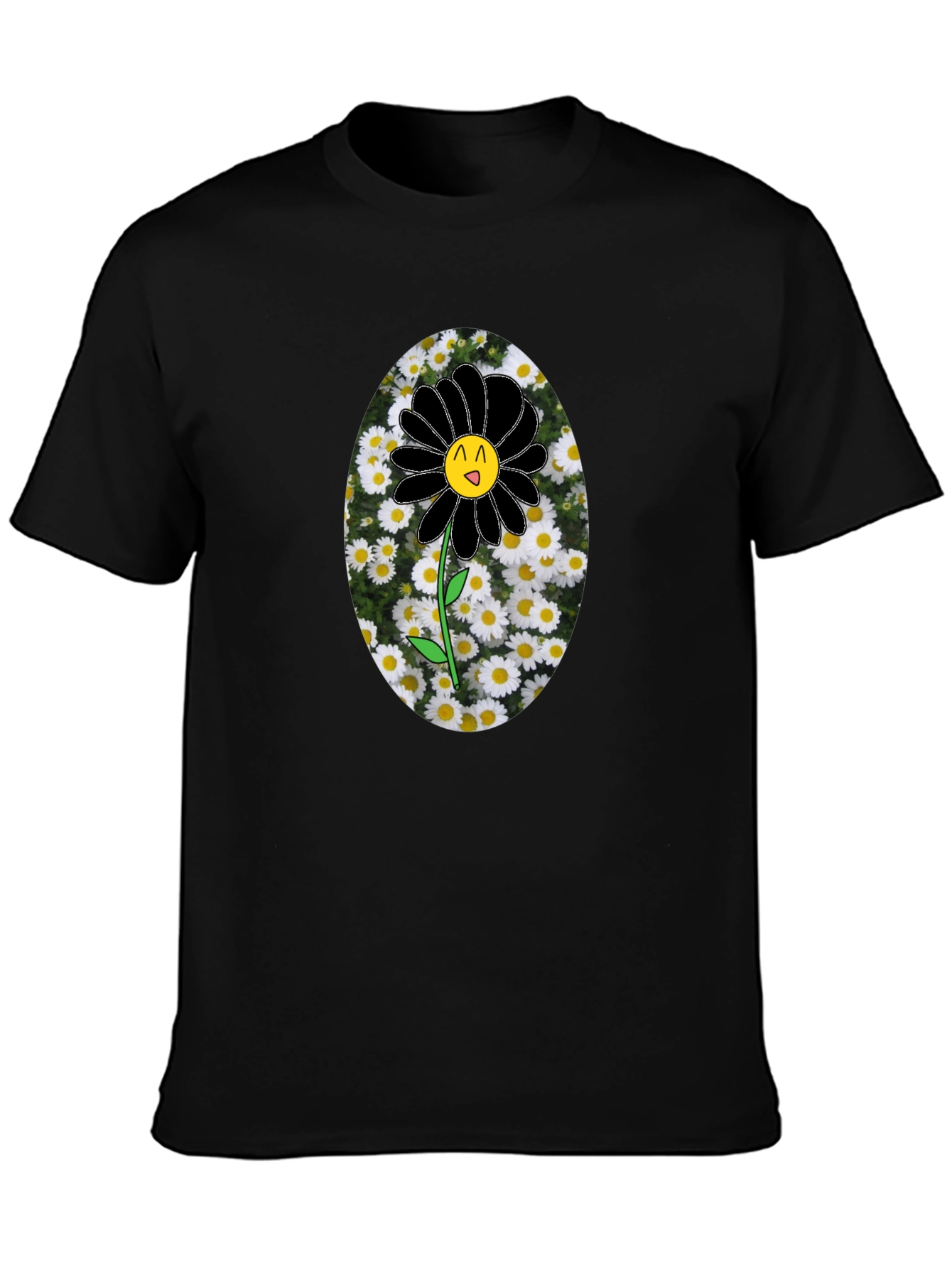 Black Flower Graphic Tee -  Unique Mens T-Shirt