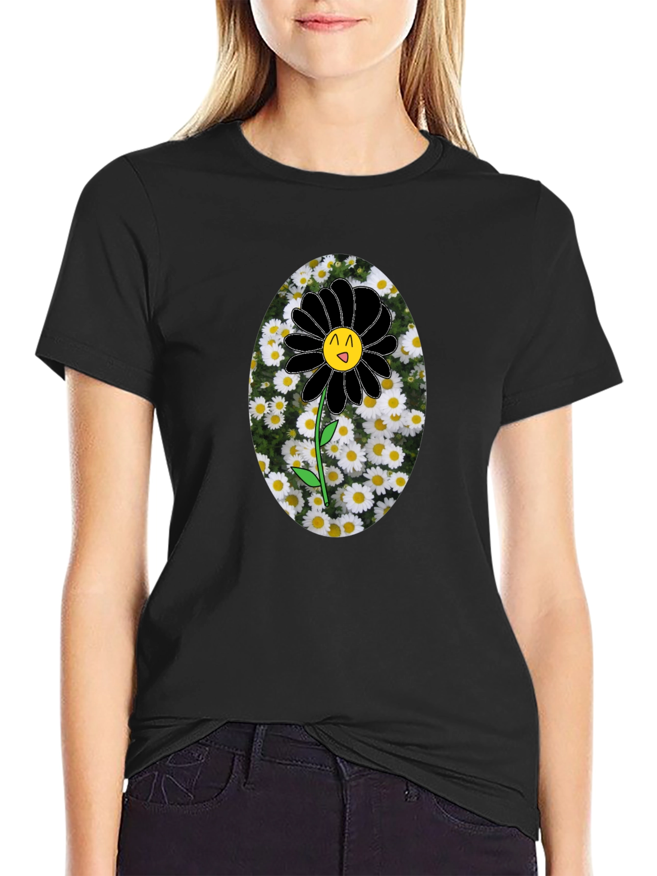 Black Flower Graphic Tee -  Unique Mens T-Shirt