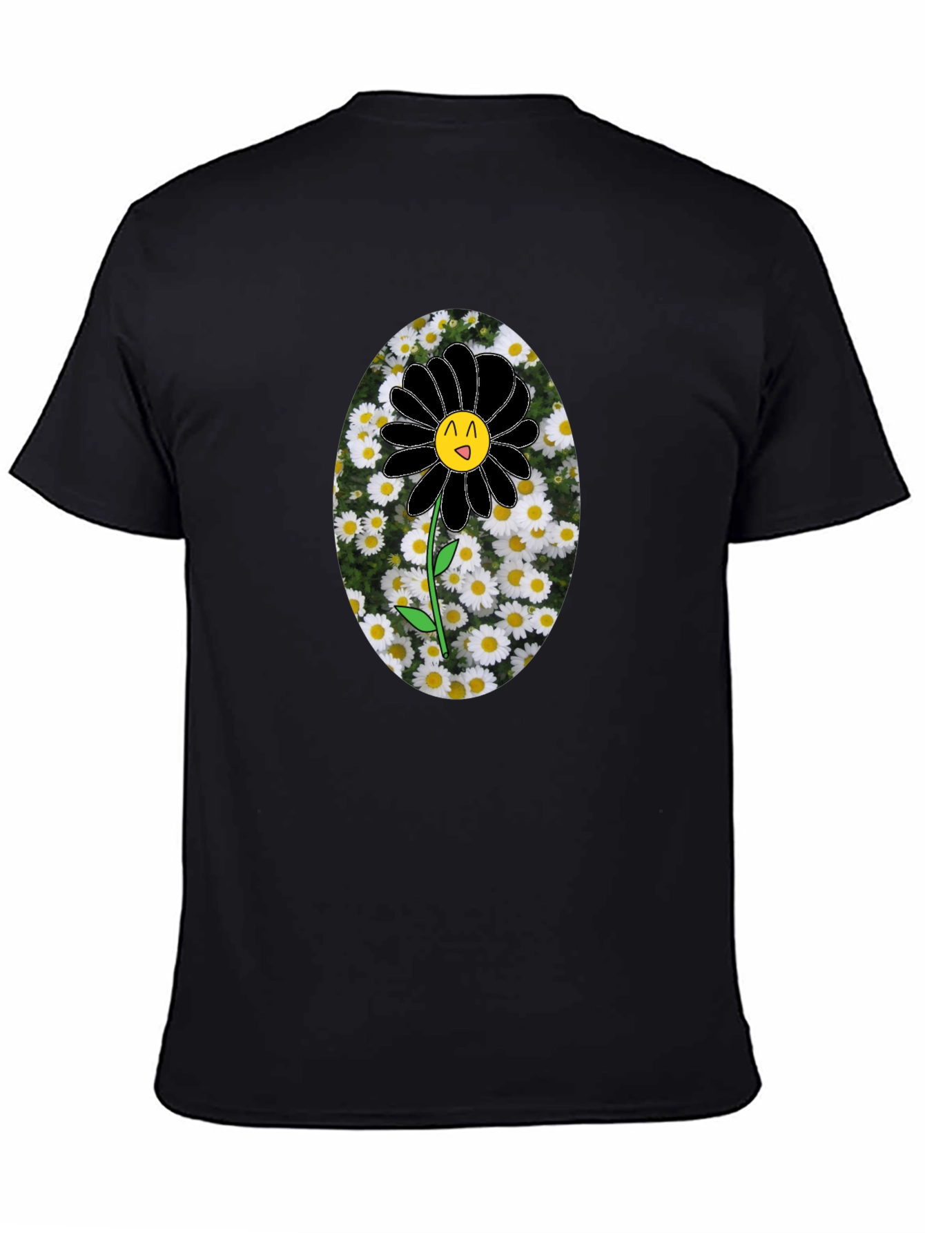 Black Flower Graphic Tee -  Unique Mens T-Shirt
