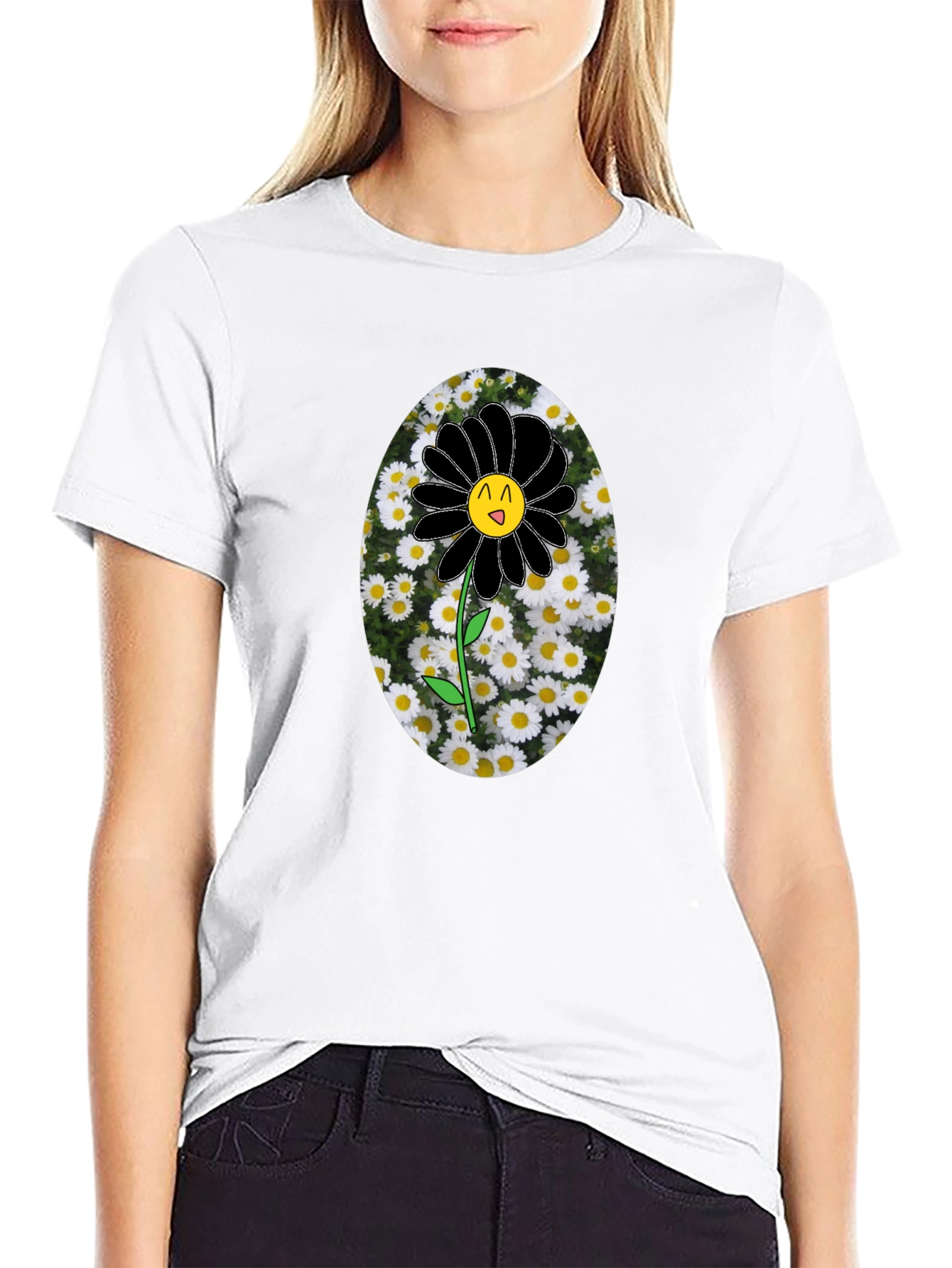 Black Flower Graphic Tee -  Unique Mens T-Shirt