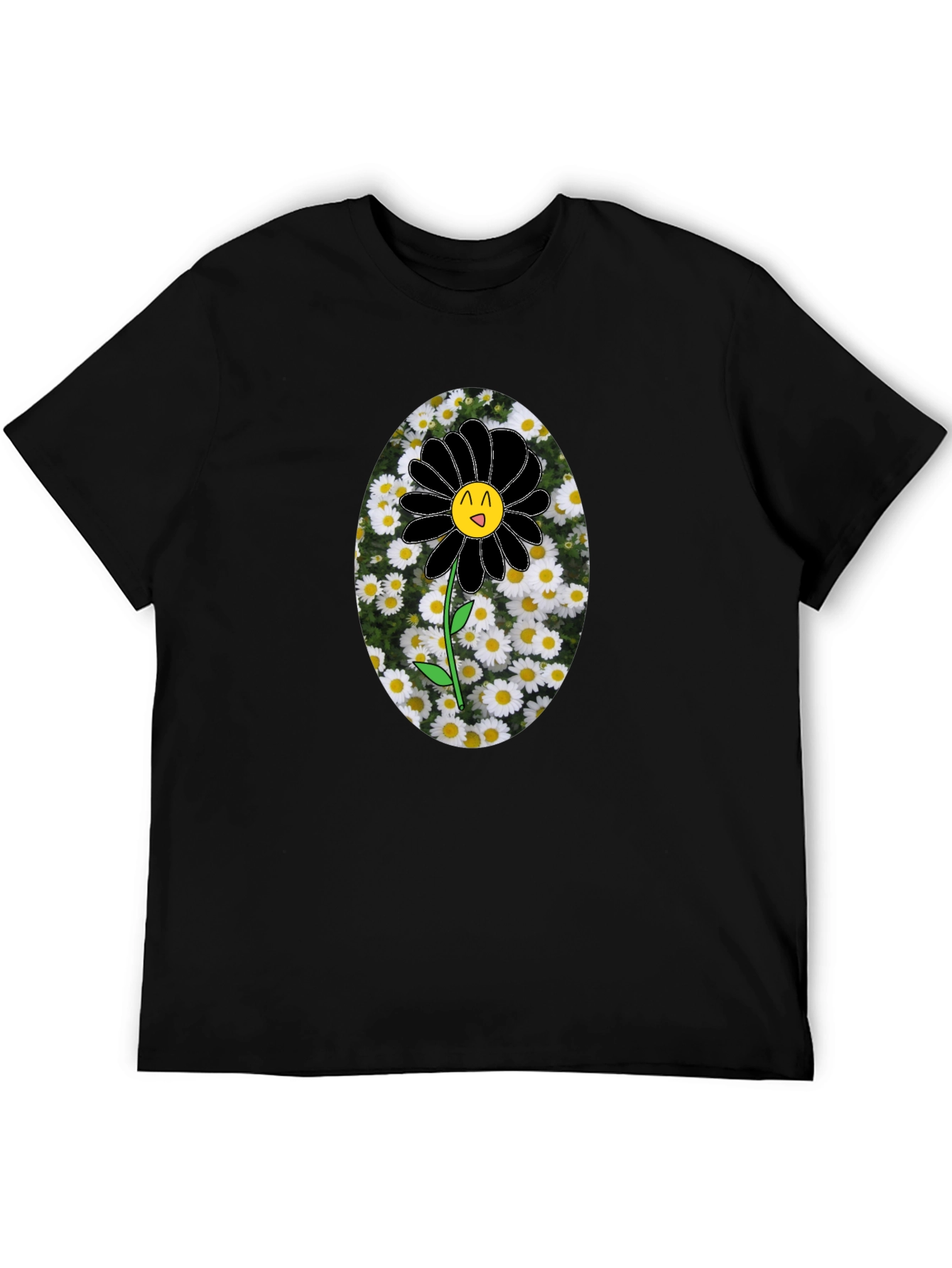 Black Flower Graphic Tee -  Unique Mens T-Shirt