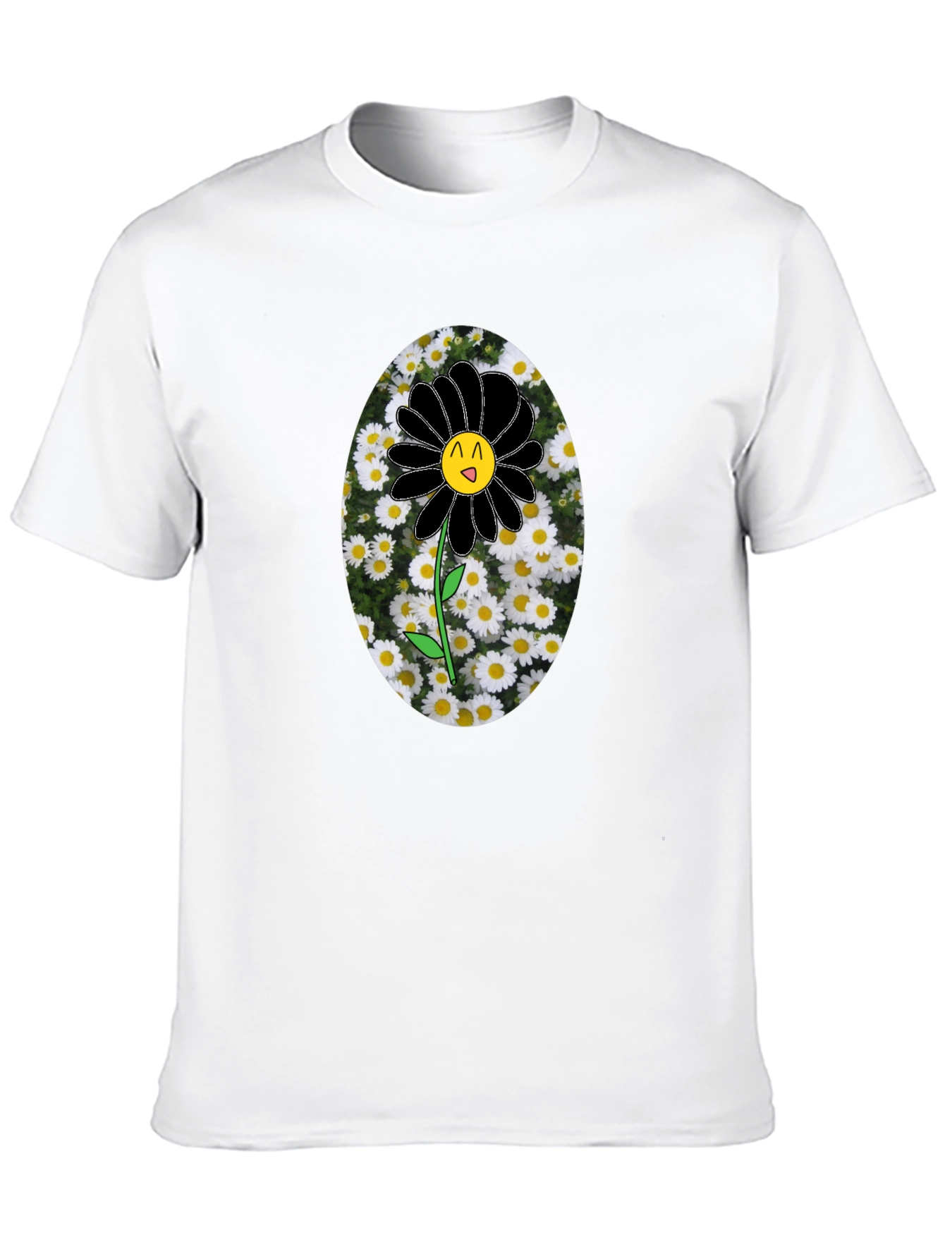 Black Flower Graphic Tee -  Unique Mens T-Shirt