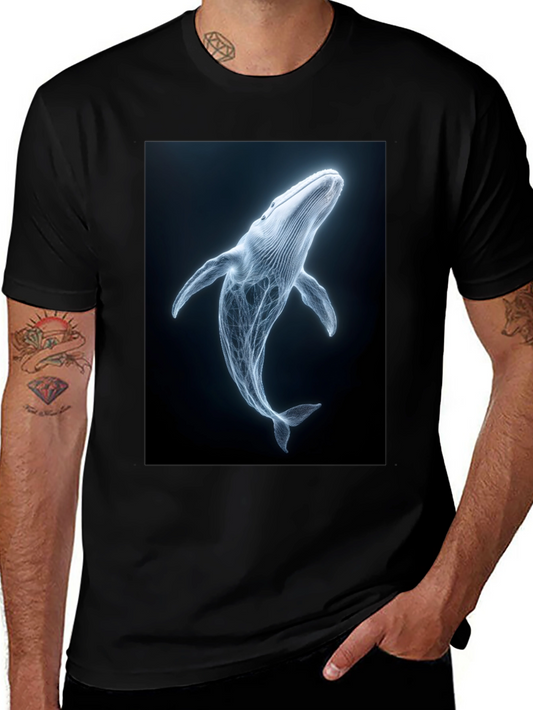 Whale Graphic Print Black T-Shirt