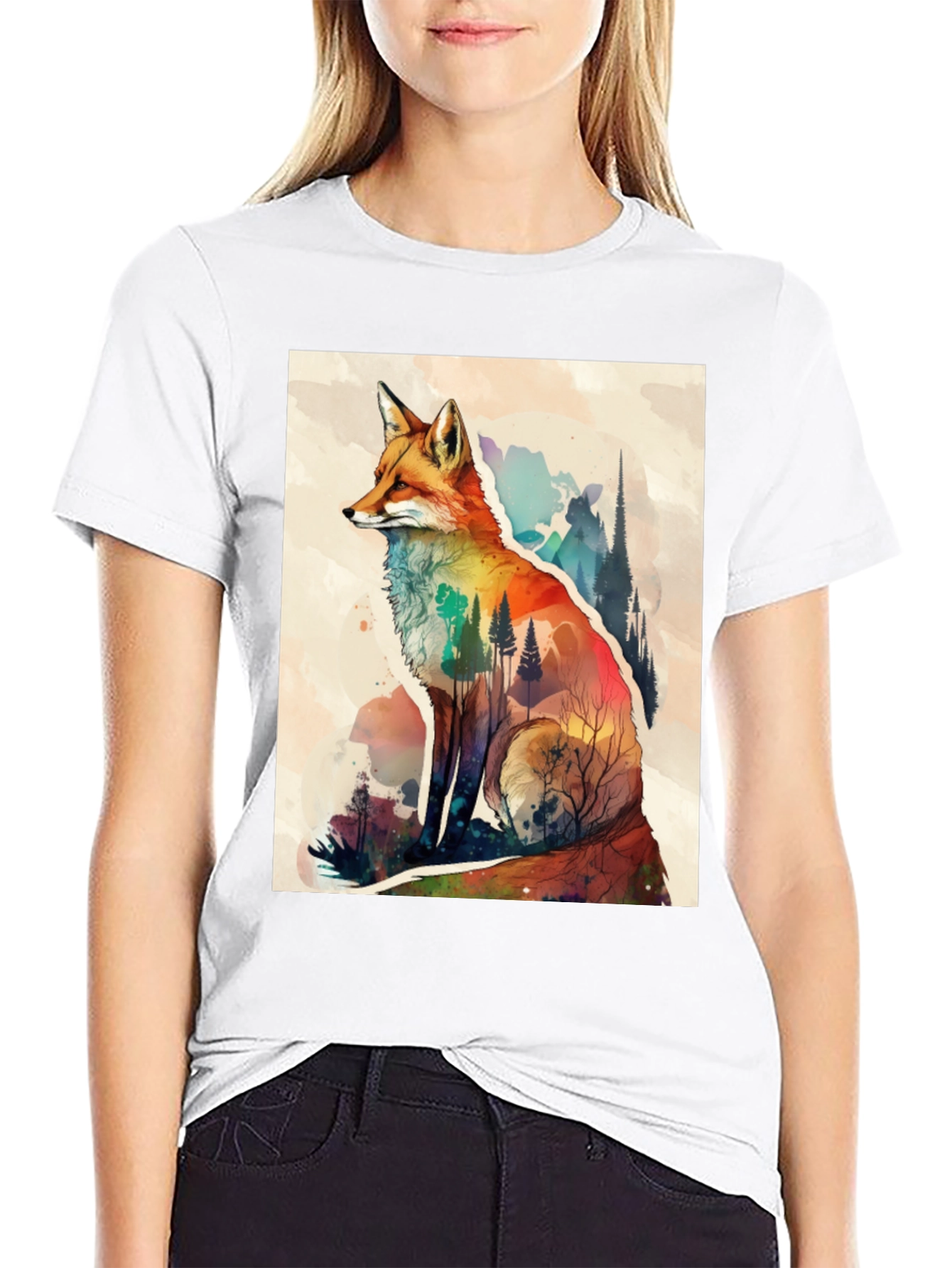 Fox Watercolor Graphic T-Shirt