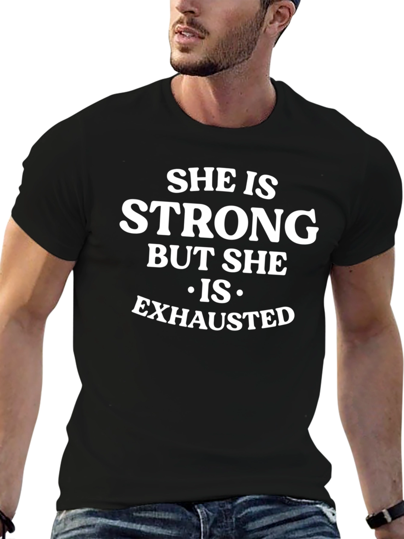 Strong & Exhausted Graphic Tee - Black T-Shirt