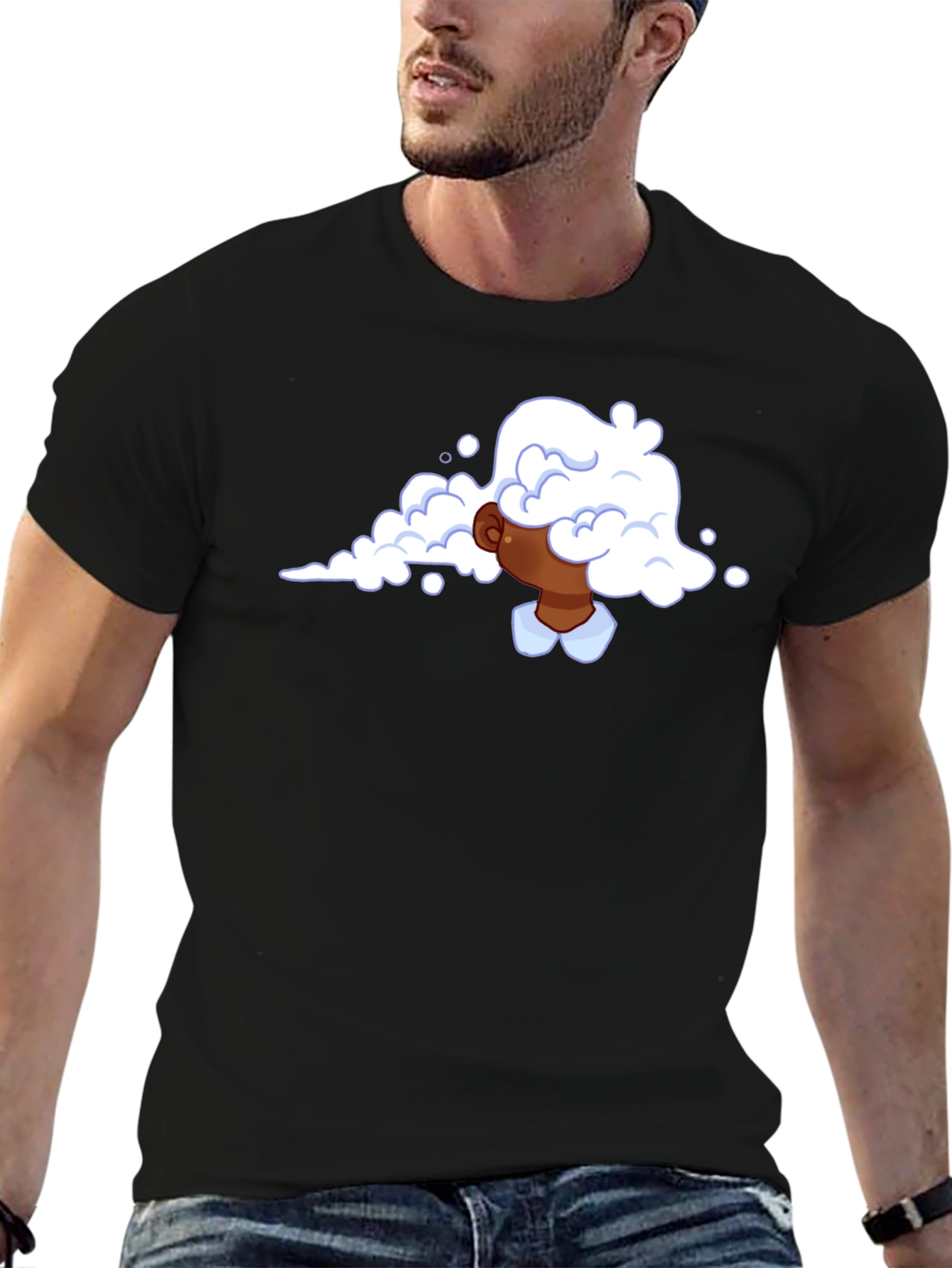Cloud Head Graphic Tee - Trendy Black T-Shirt