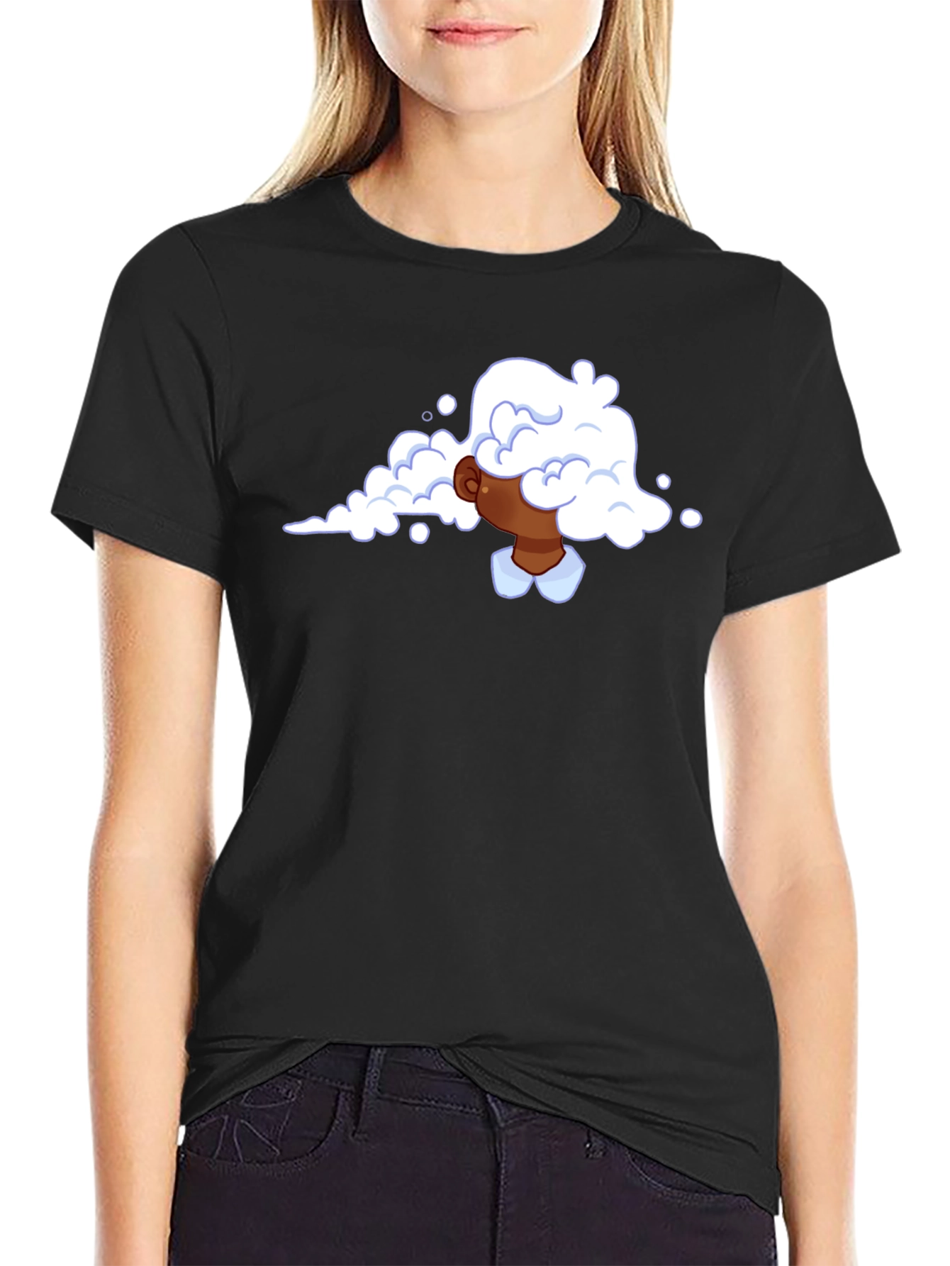 Cloud Head Graphic Tee - Trendy Black T-Shirt