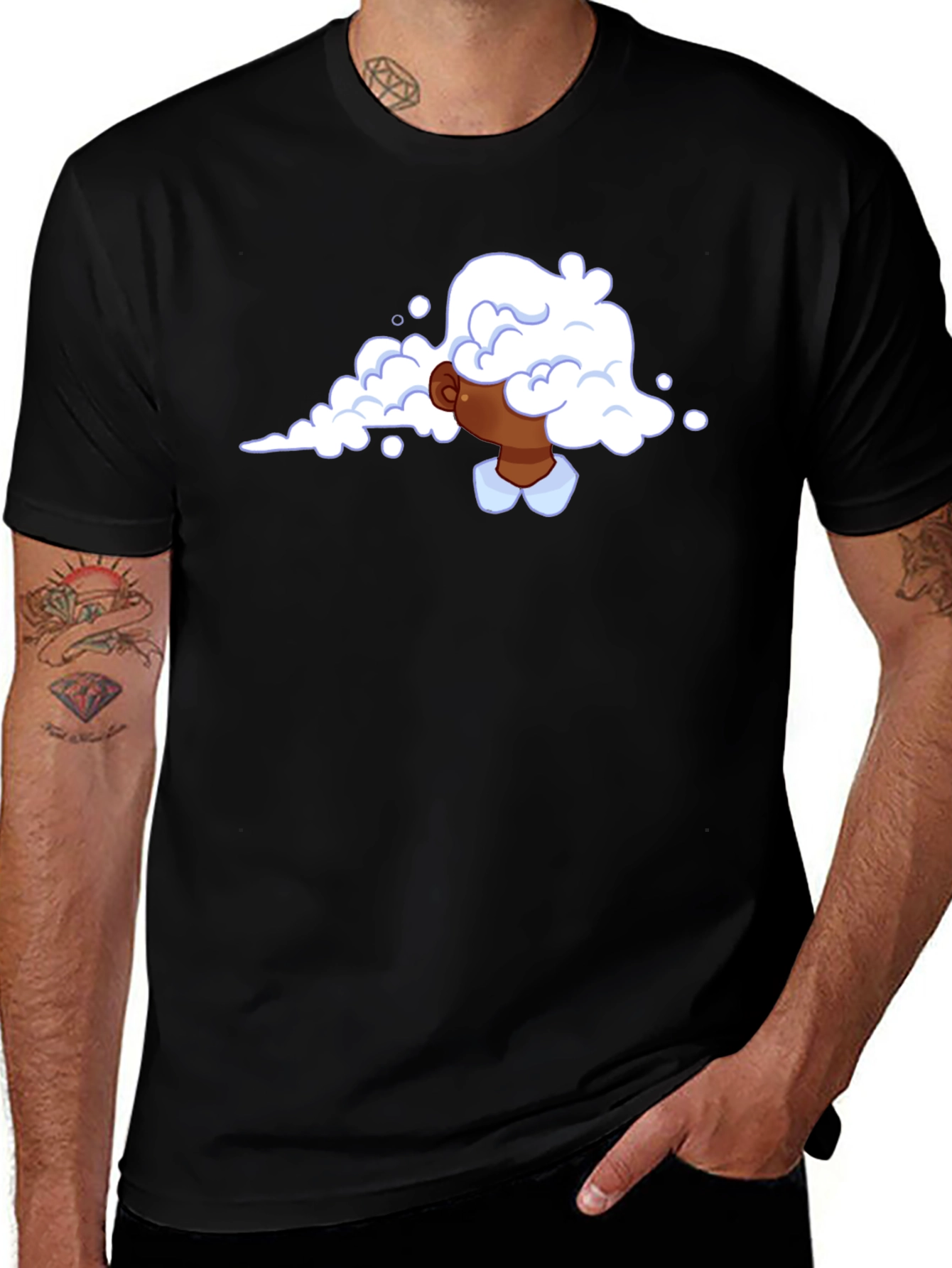 Cloud Head Graphic Tee - Trendy Black T-Shirt