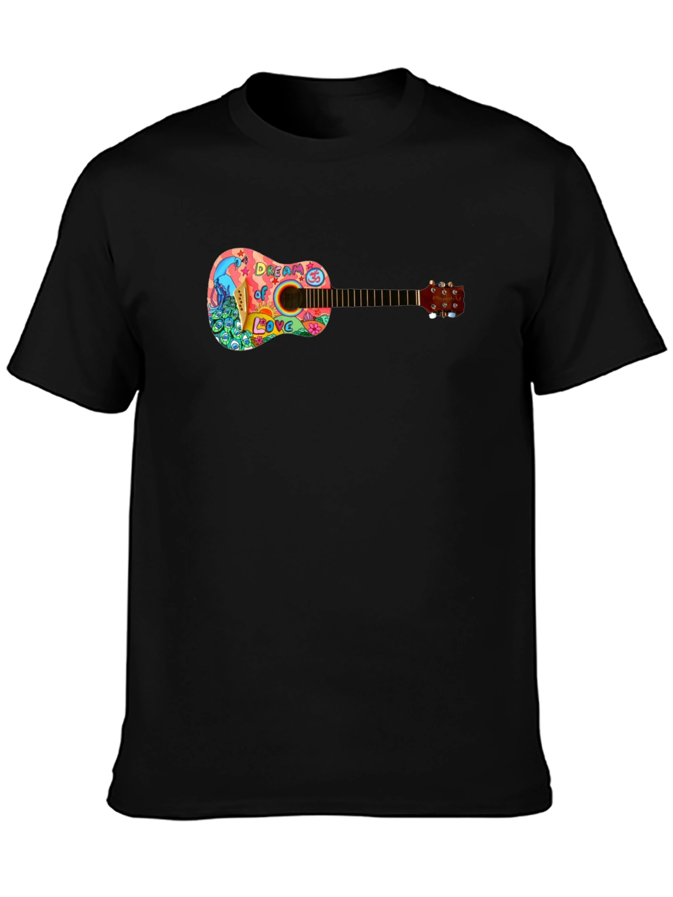 Psychedelic Guitar Dream of Love Black T-Shirt