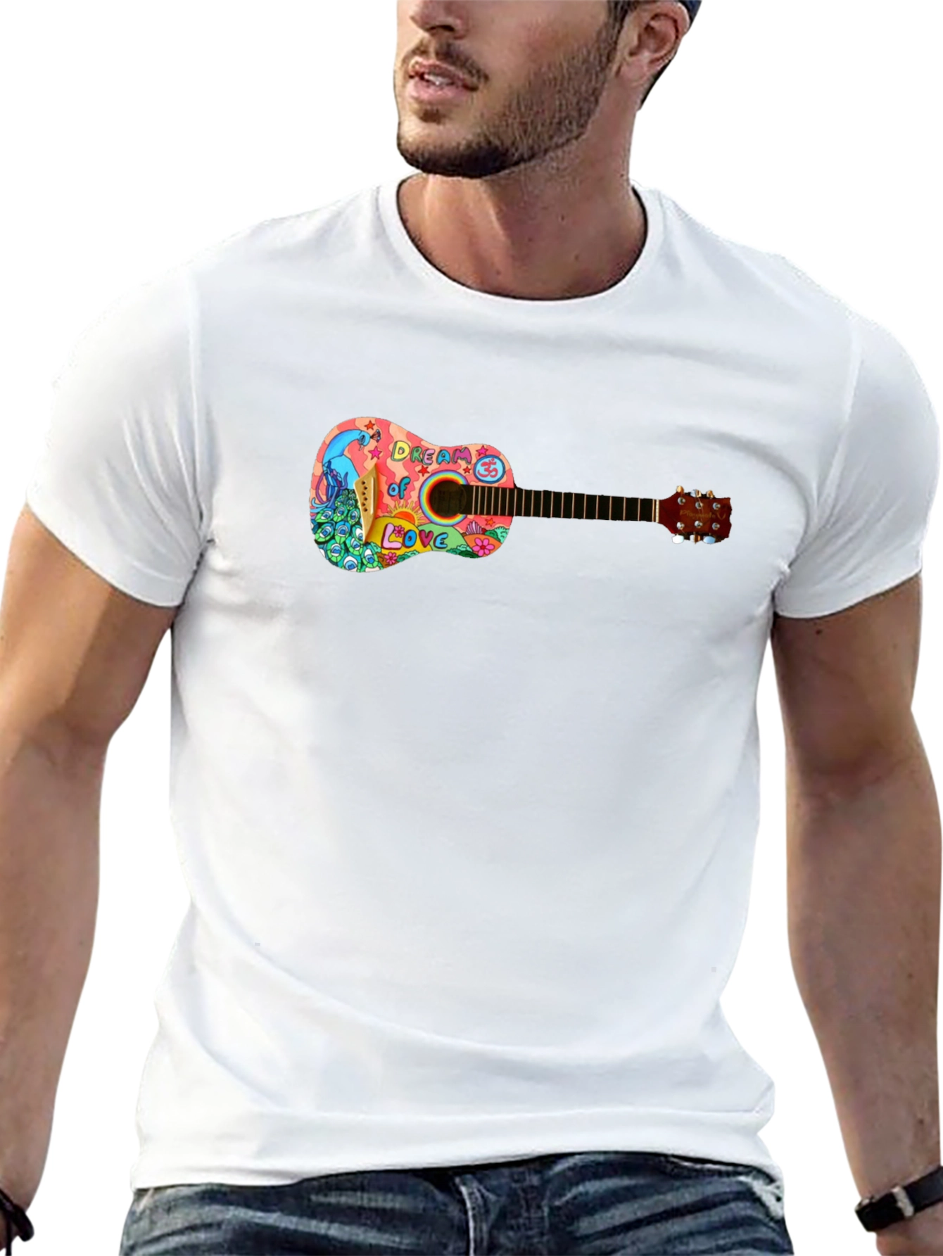 Psychedelic Guitar Dream of Love Black T-Shirt