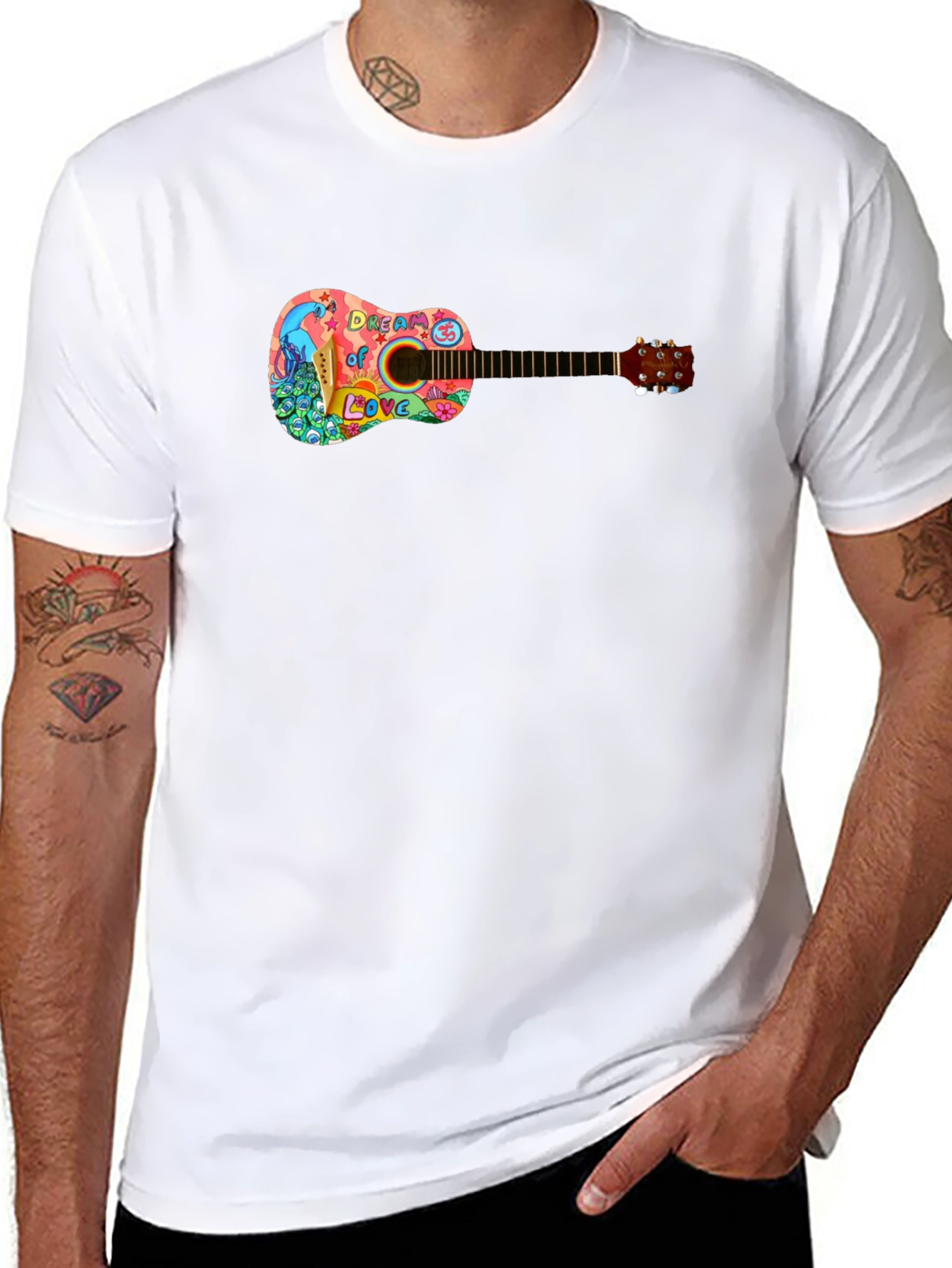 Psychedelic Guitar Dream of Love Black T-Shirt