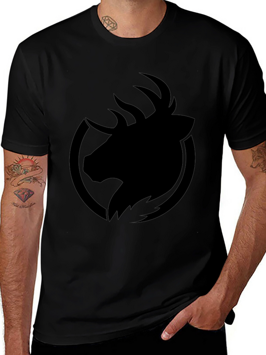 Mens Black Graphic Tee - Deer Logo T-Shirt