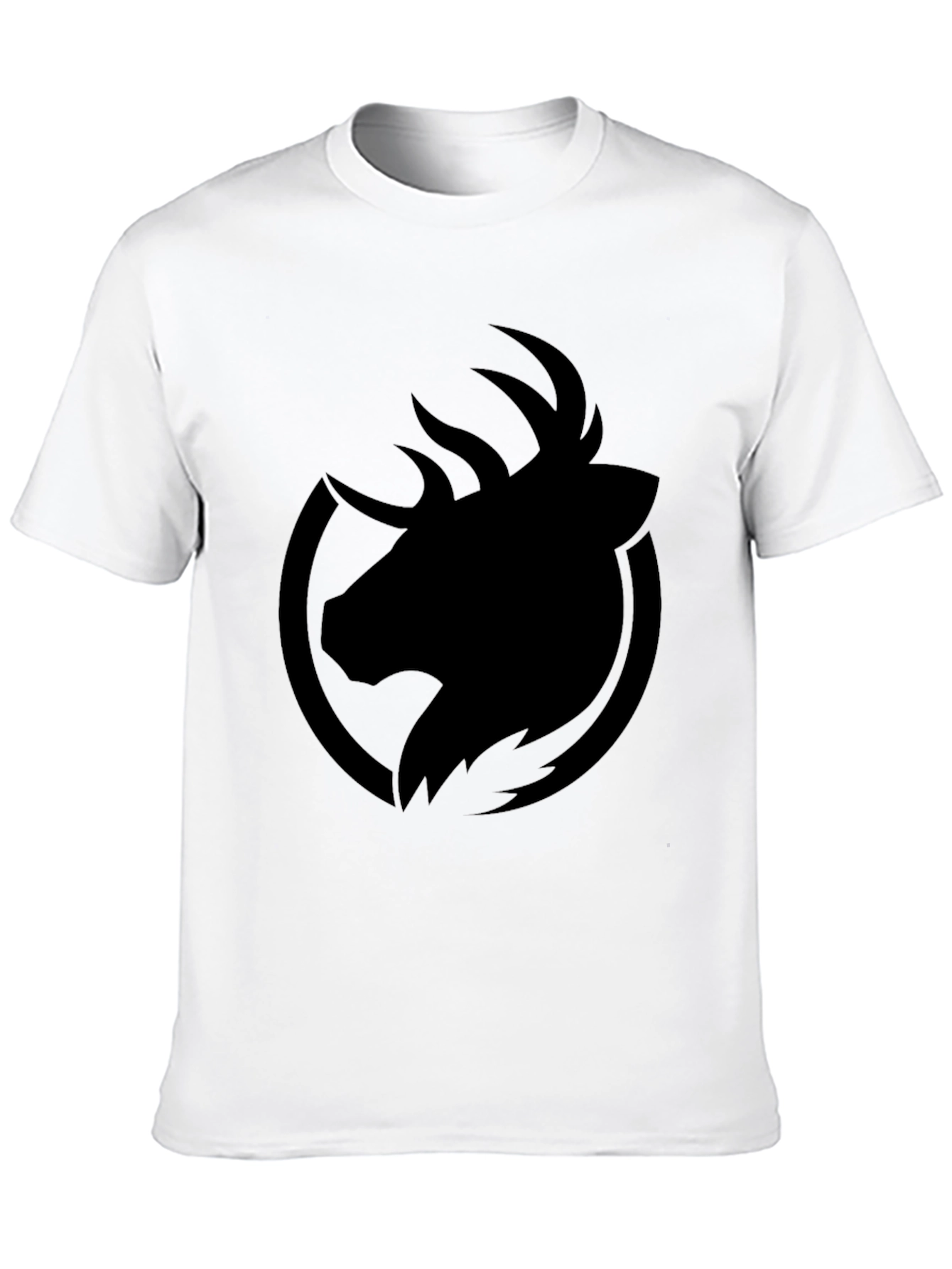 Mens Black Graphic Tee - Deer Logo T-Shirt