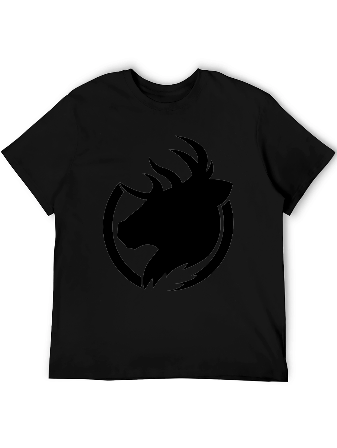 Mens Black Graphic Tee - Deer Logo T-Shirt