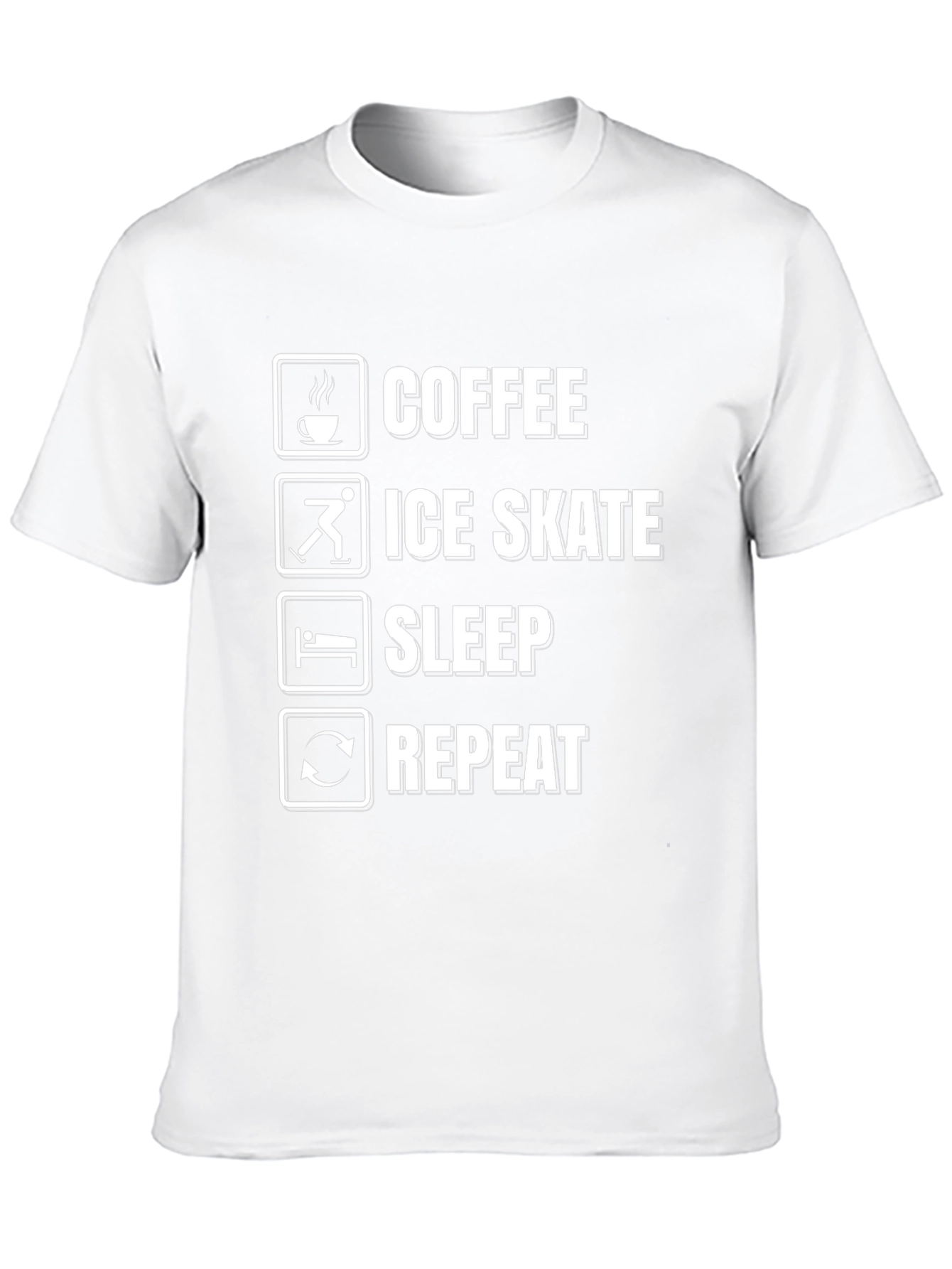 Coffee Ice Skate Sleep Repeat Black Graphic T-Shirt