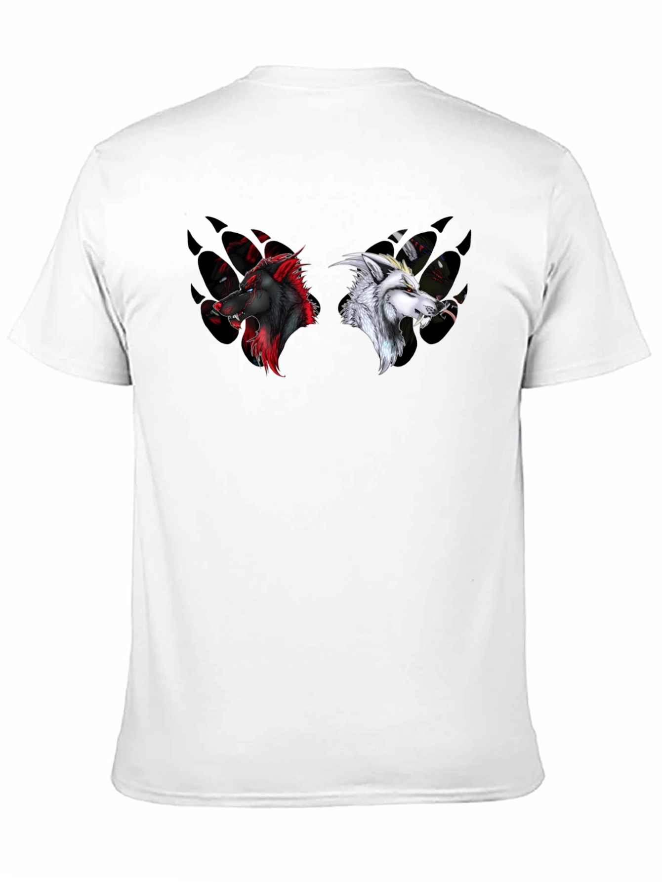 Yin Yang Wolves Graphic Tee - Black Cotton T-Shirt