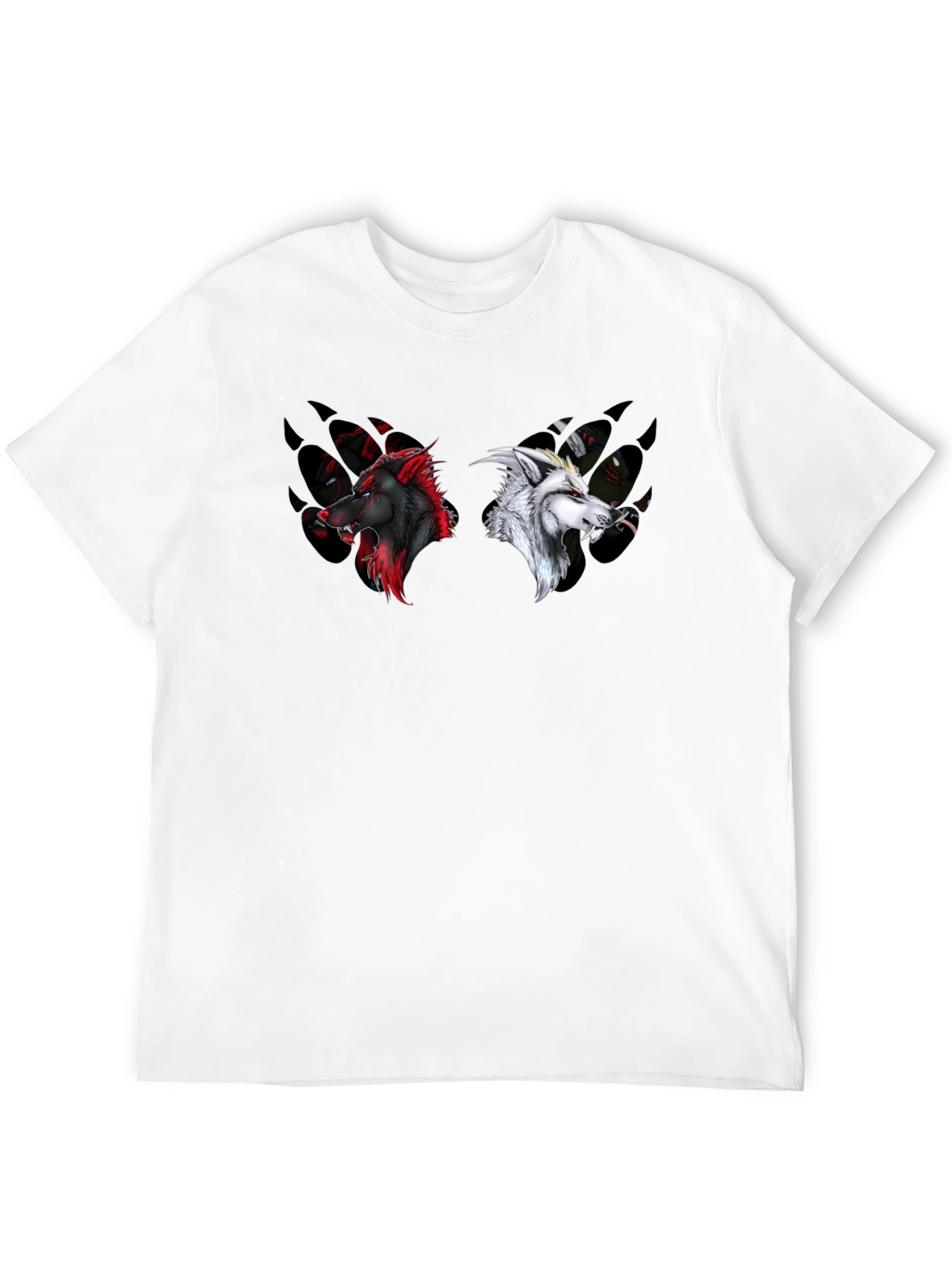 Yin Yang Wolves Graphic Tee - Black Cotton T-Shirt
