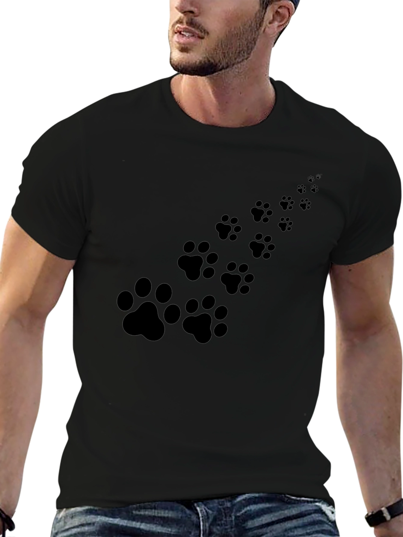 Paw Print Trail Black T-Shirt