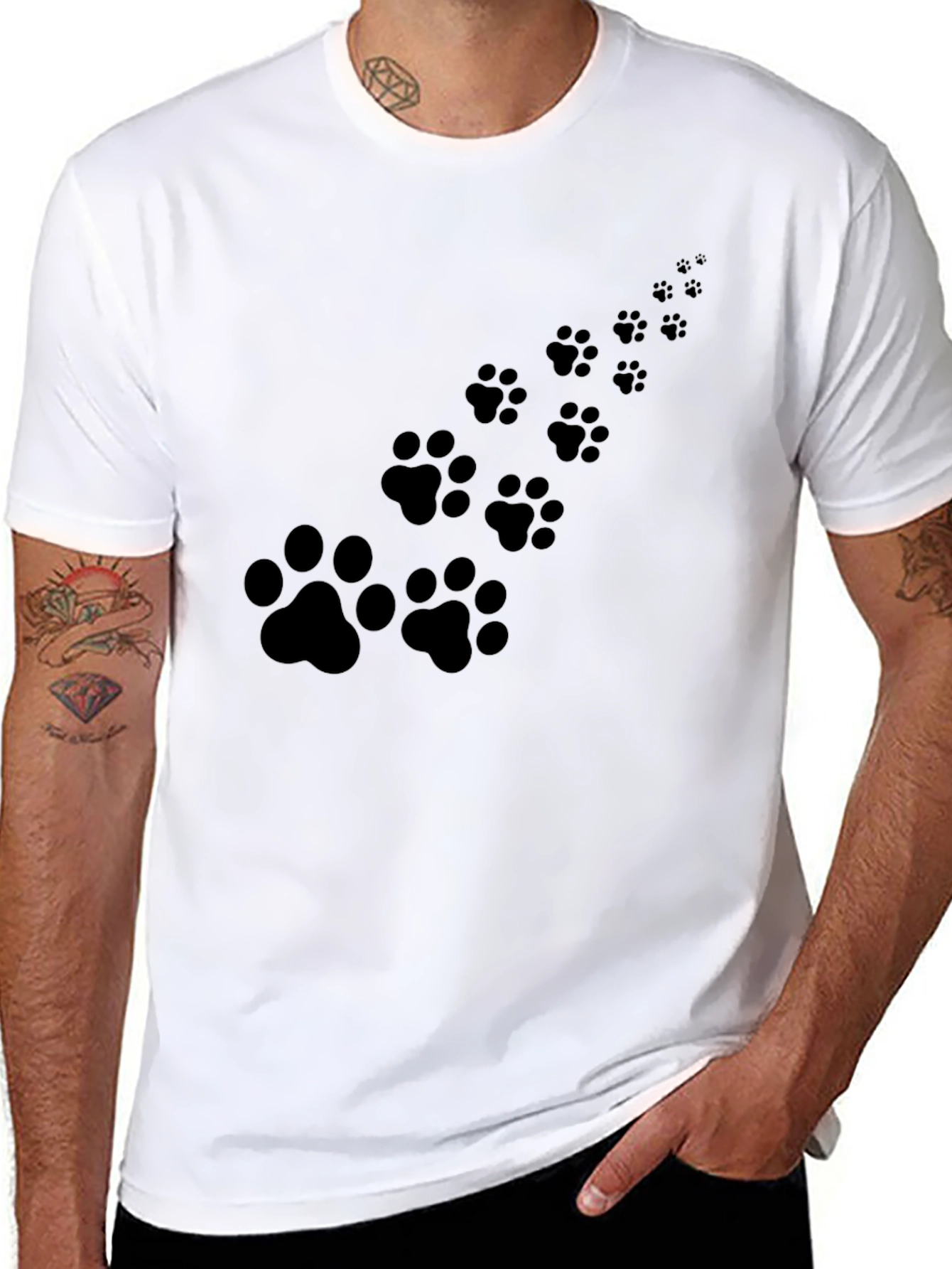 Paw Print Trail Black T-Shirt