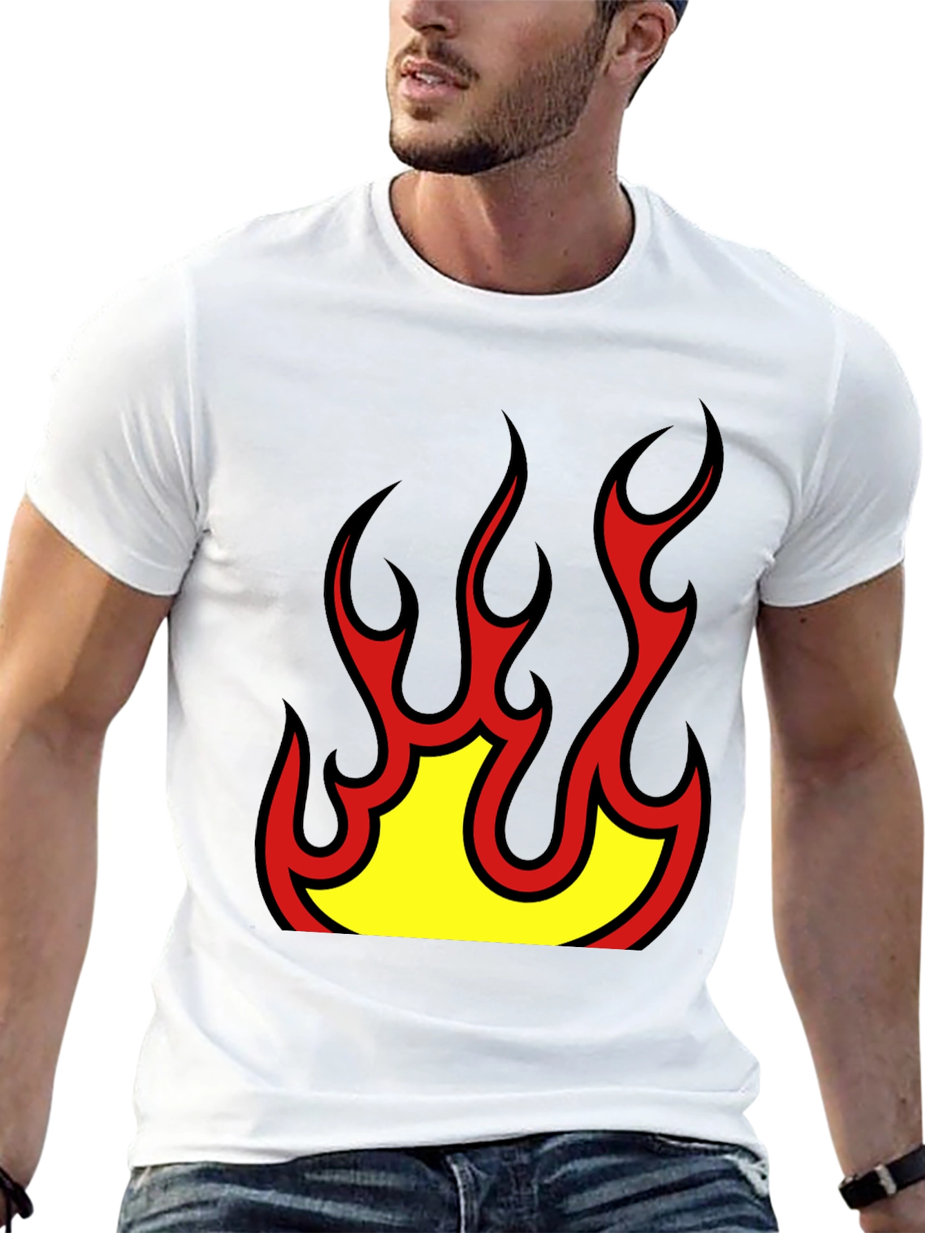 Bold Flame Graphic Black T-Shirt